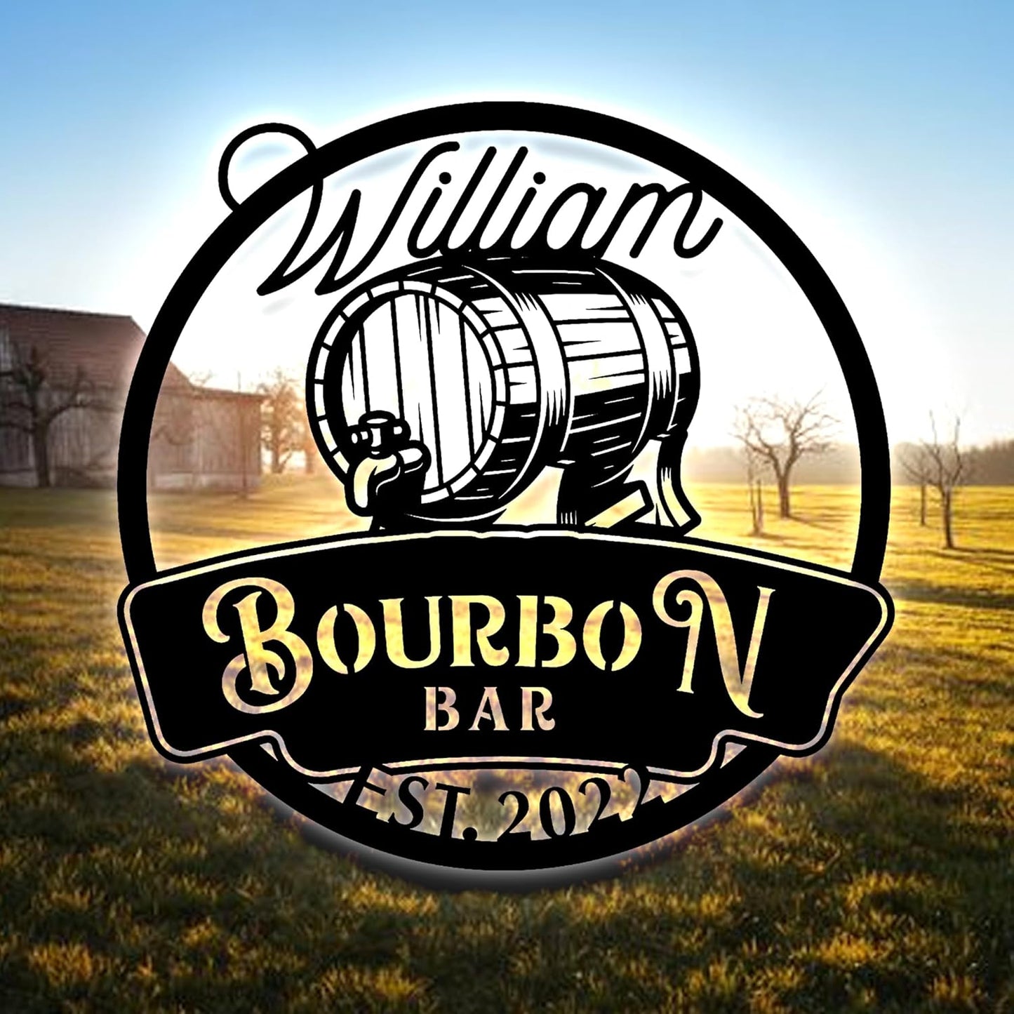 Custom Home Pub Gin Bourbon Bar Metal Wall Art LED Light, Personalized Whiskey Cocktail Metal Sign, Home Decor, Birthday Gift, Christmas Gift