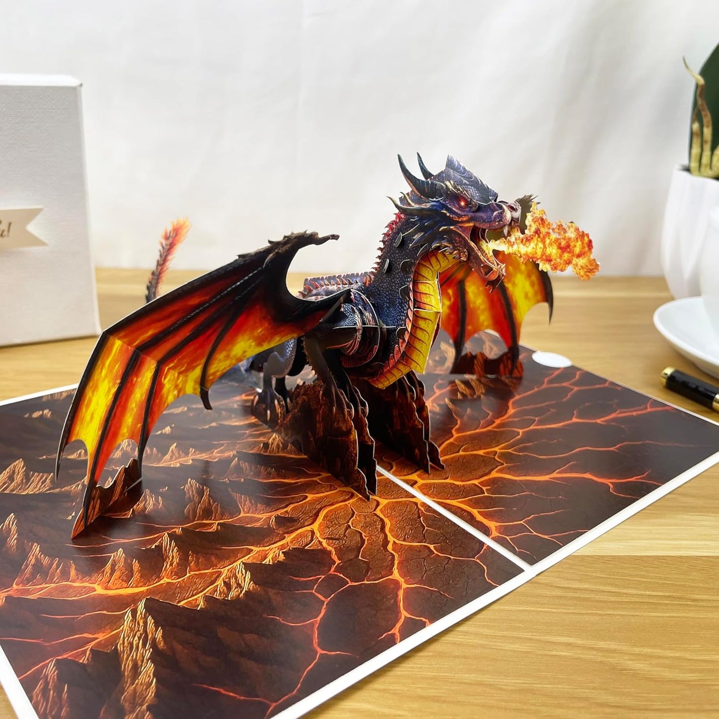3D Dragon Popup Card - Handmade Fantasy Paper Art for Birthday, Anniversary, Christmas, Father’s Day - Unique Gift for Him, Her, Son, Daughter, Dragon Lover, Mythical Creature Fan