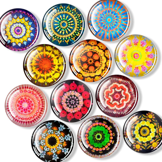 FINDMAG 12 Pcs Cute Fridge Magnets, Strong Refrigerator Magnets, Glass Refrigerator Magnets for Whiteboard, Kitchen, Locker Accessories, Home and Gift