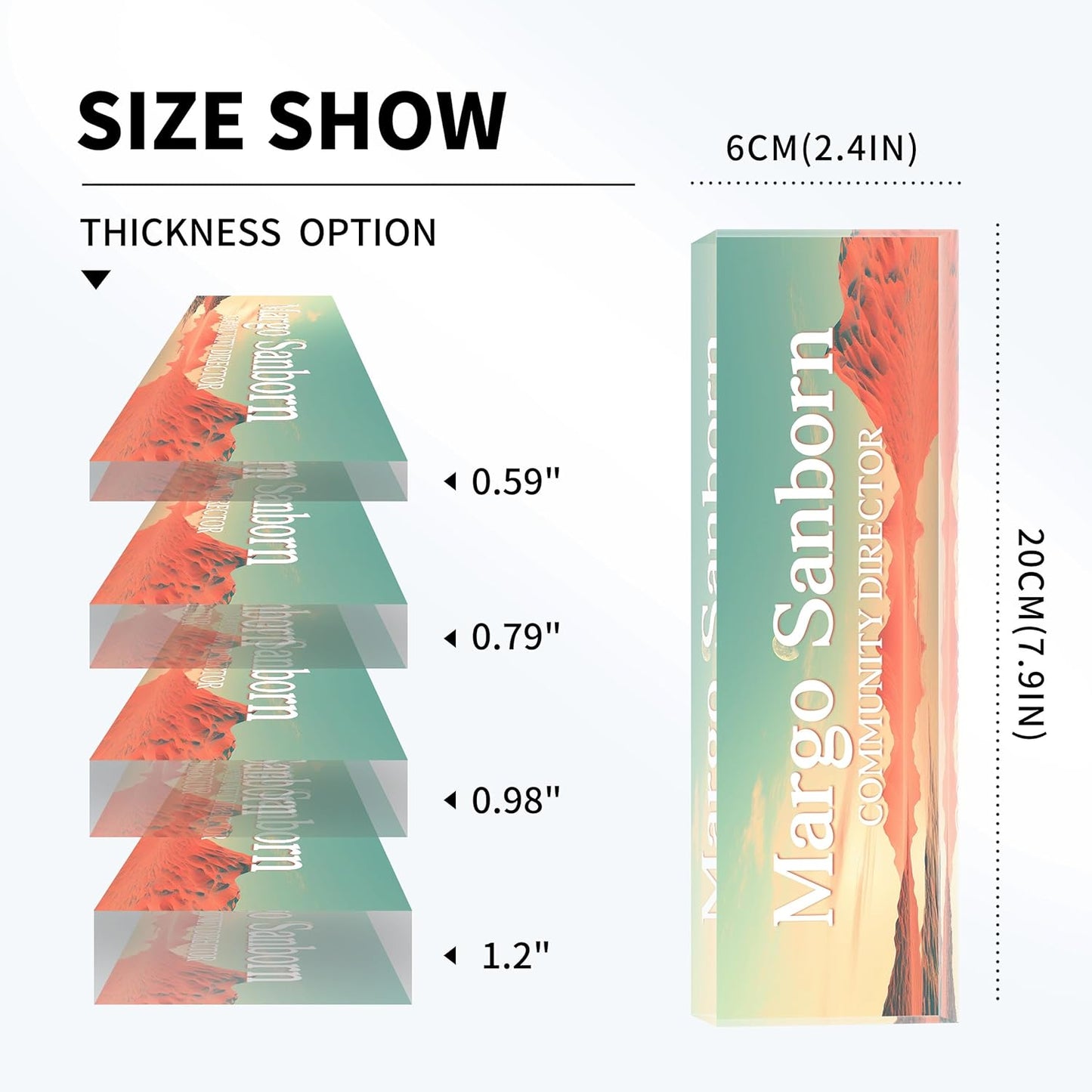 Personalized Name Plate for Desk Custom Acrylic Desk Name Plate Custom Employee Appreciation Gifts Office Gifts for Women, Men, Boss, Coworkers, Teacher, Nurse (Desert)