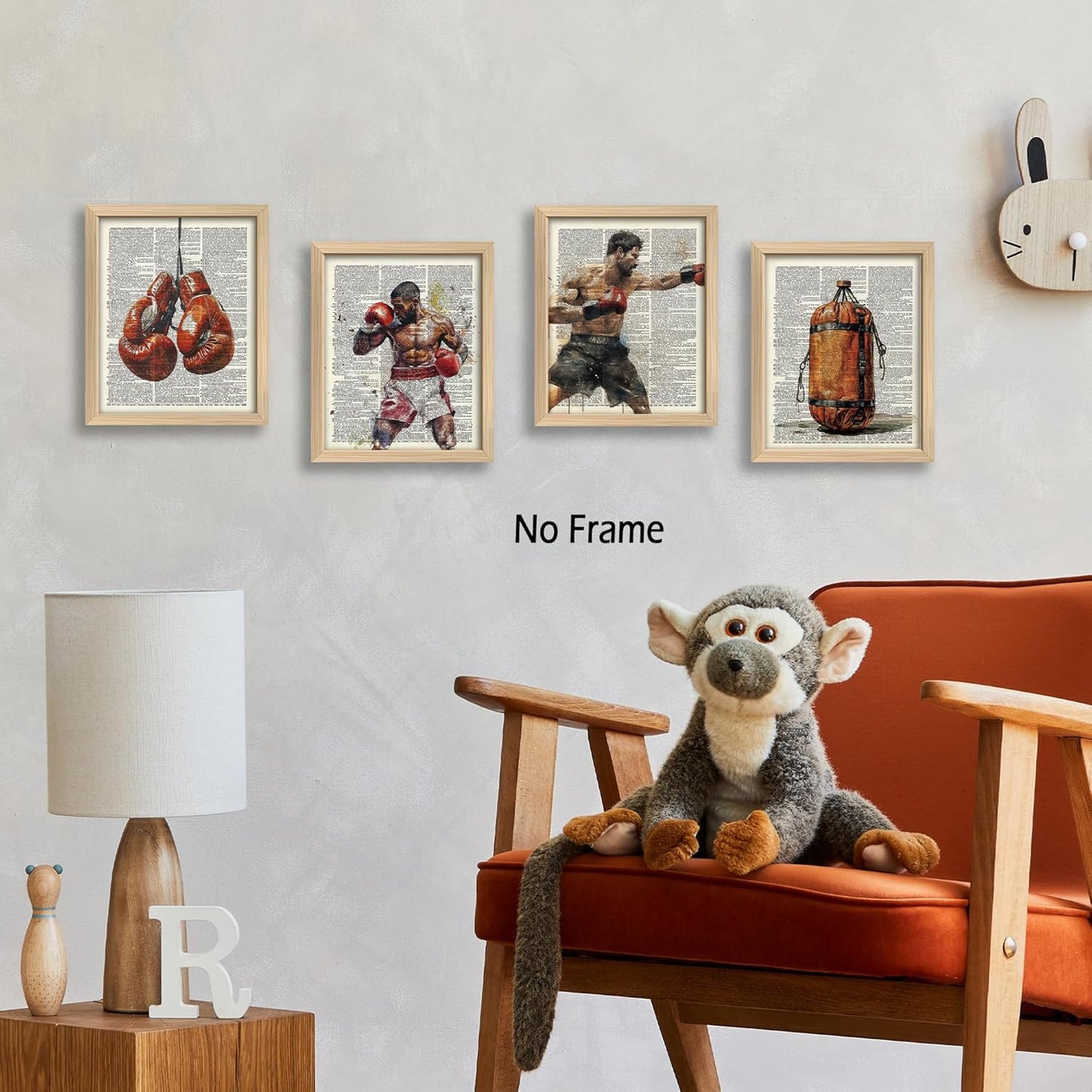 KSDUT Retro Boxing Wall Art Decor Set of 4 - Vintage Artwork Poster Prints Boxing Club Wall Decor Boxing Glove Gifts Wall Art for Office Games Sports Room Decorations - 8"x10" Unframed