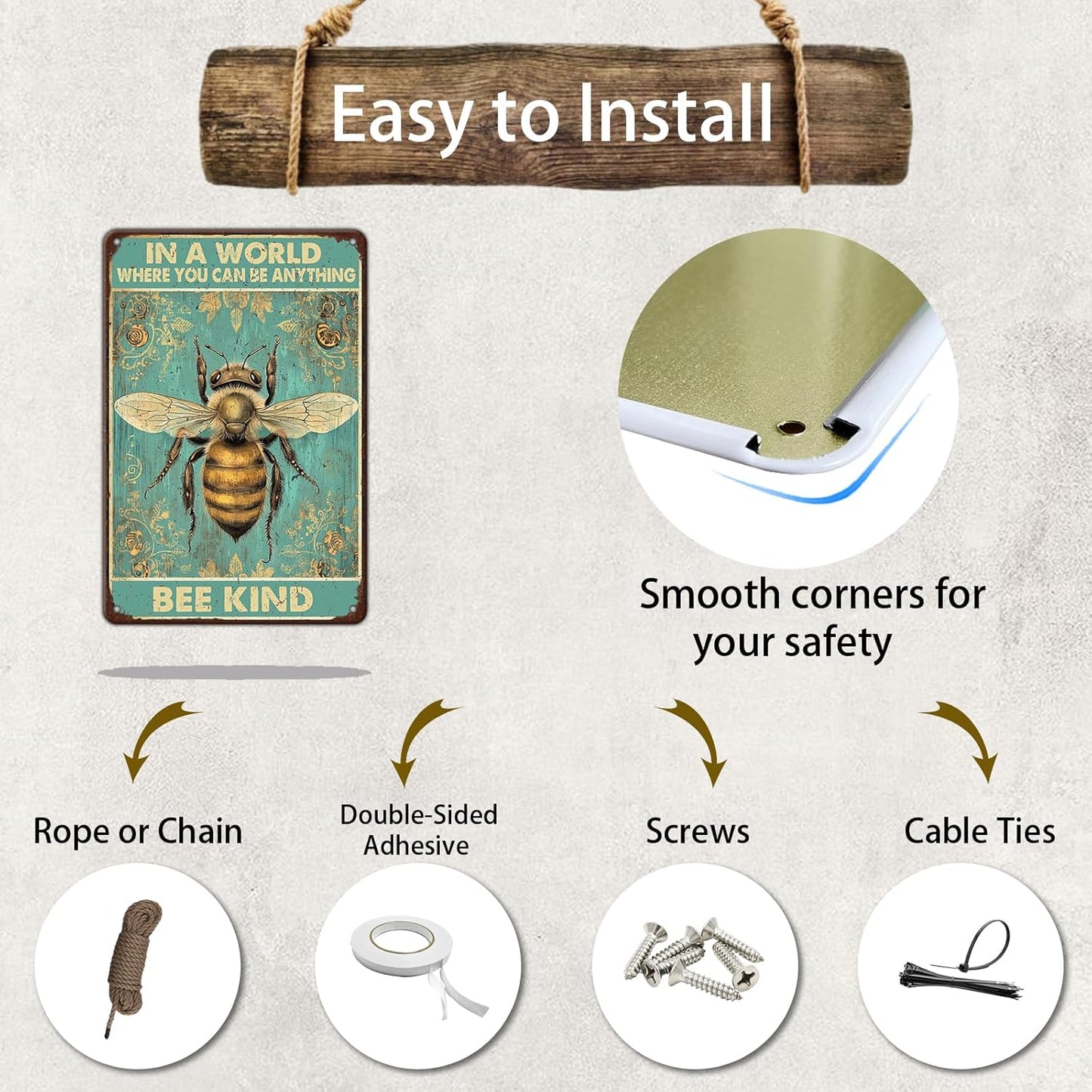 Vintage Metal Signs In A World Where You Can Be Anything Bee Kind Retro Iron Sign For Home Office Kitchen Bar Cafe Garden Farmhouse Wall Decor 12x8 Inch