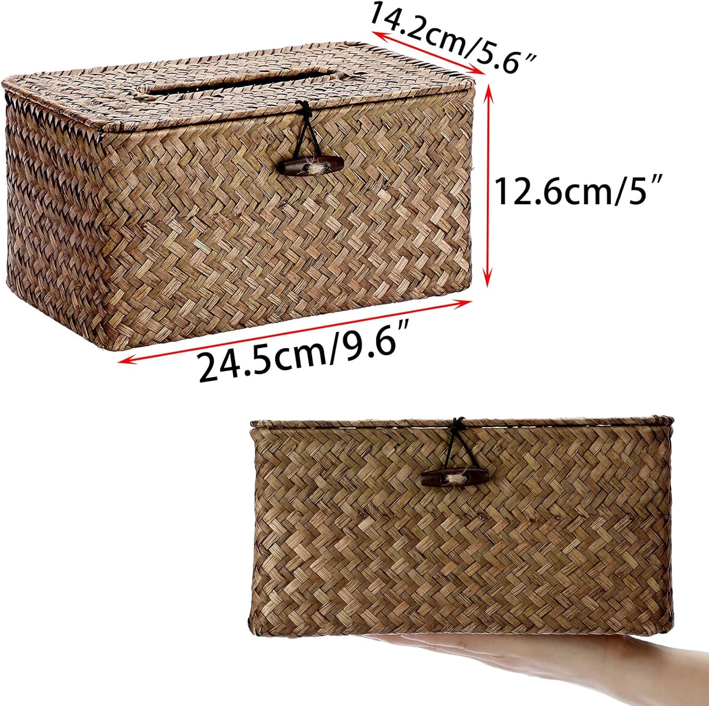 Sumnacon Tissue Box Cover Large Rectangle Tissue Box Seagrass Tissue Box Holder Woven Tissue Holder Decorative Tissue Cover for Bathroom Tissue Box Cover Rectangular for Home Office Table Coffee