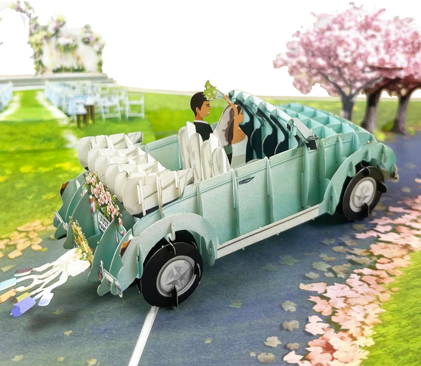 3D Wedding Popup Card - Handmade Bride & Groom Paper Art for Wedding, Engagement, Anniversary, Bridal Shower - Unique Greeting Card Gift for Couple, Husband, Wife, Newlyweds