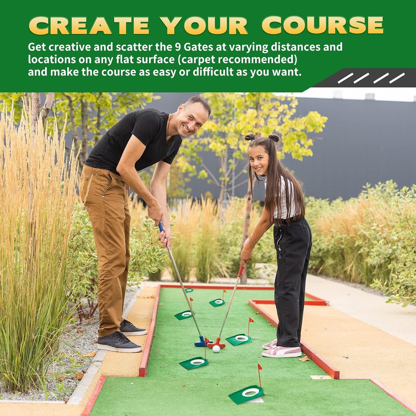 Sotiff Golf Putting Practice Cup Hole Training Aids Golf Accessories Training Putters with Plastic Flag for Adult Green Office Garage Yard Indoor Outdoor Practice