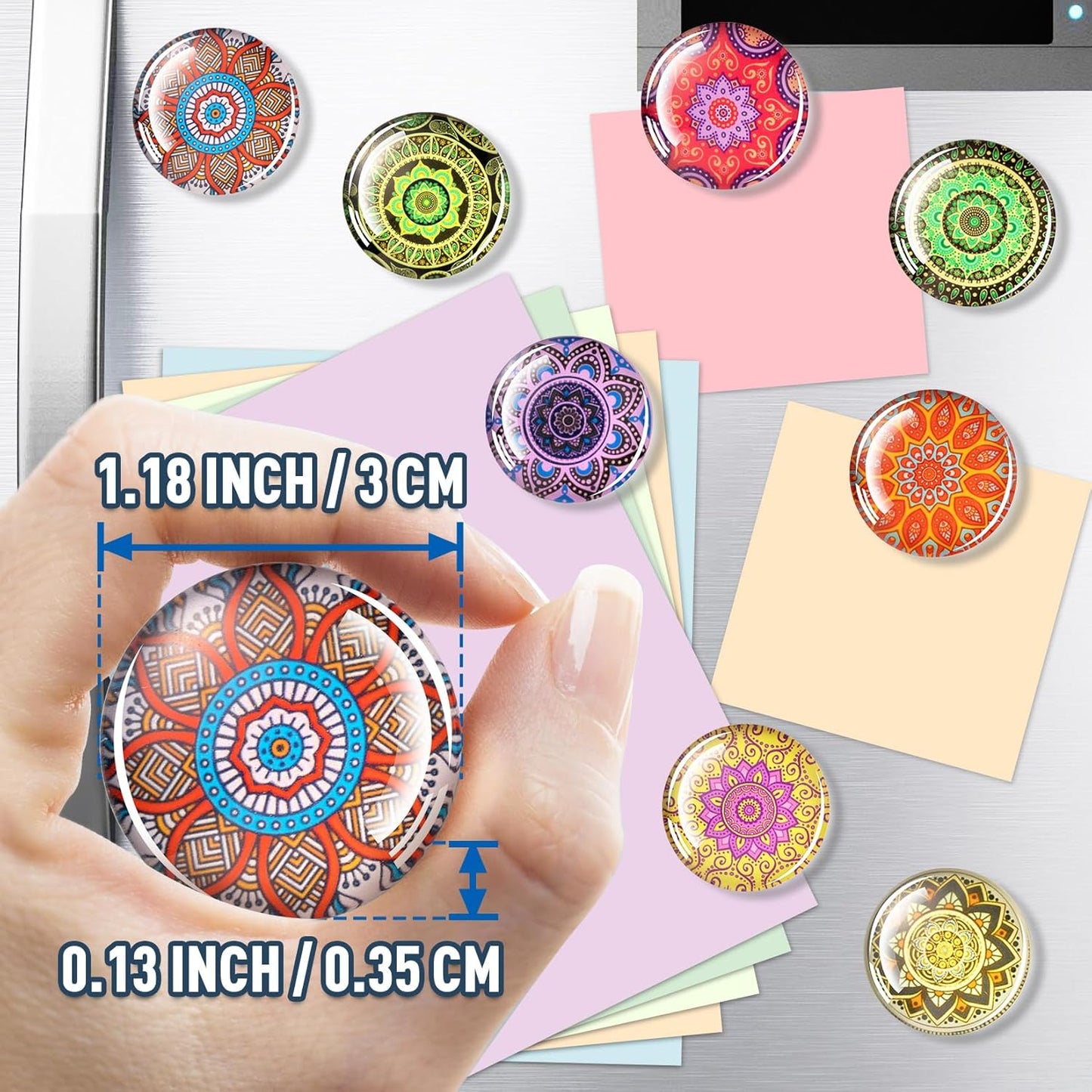 FINDMAG 12 Pcs Glass Fridge Magnets, Cute Fridge Magnet Sticker, Small Magnets for Office, Photo, Cabinet, Locker Accessories and Whiteboard