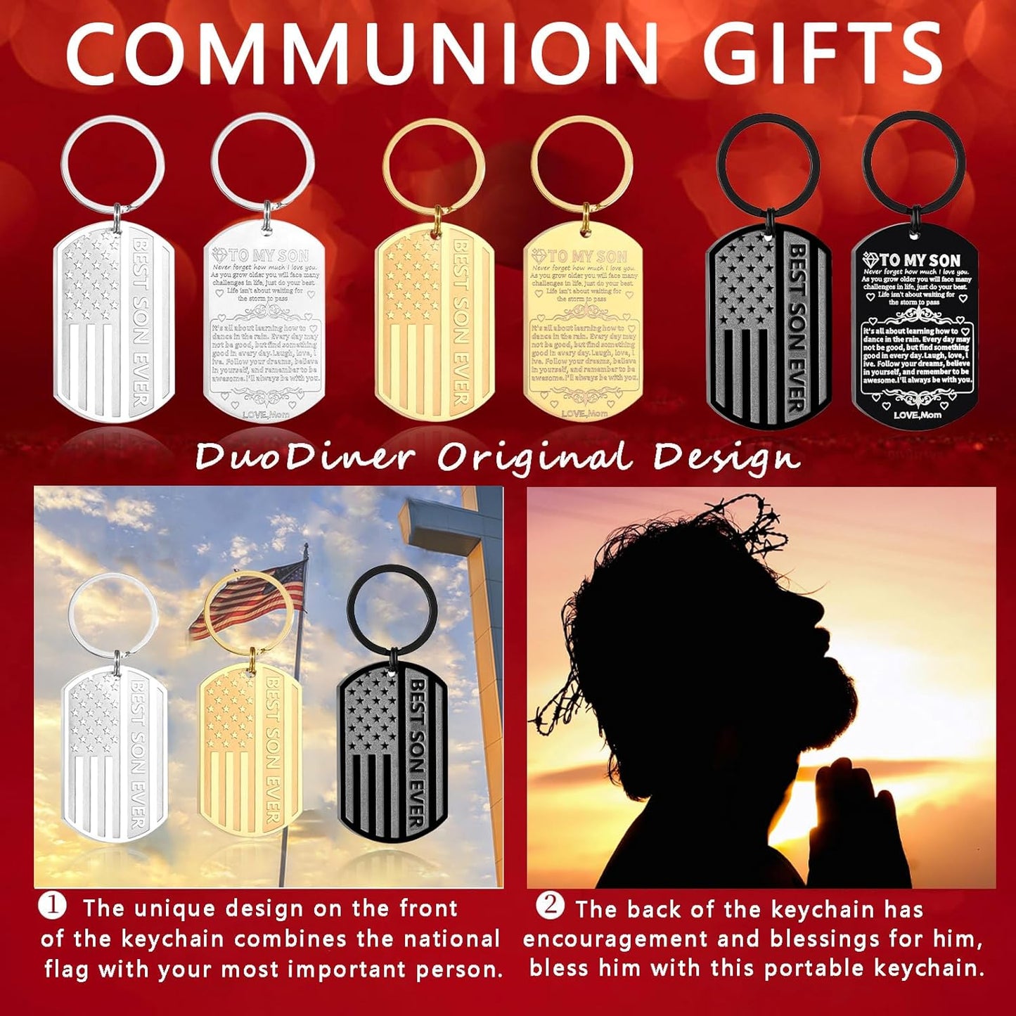 Football/Baseball/Soccer/Basketball Keychain for Men First Communion Baptism Confirmation Mens Gifts