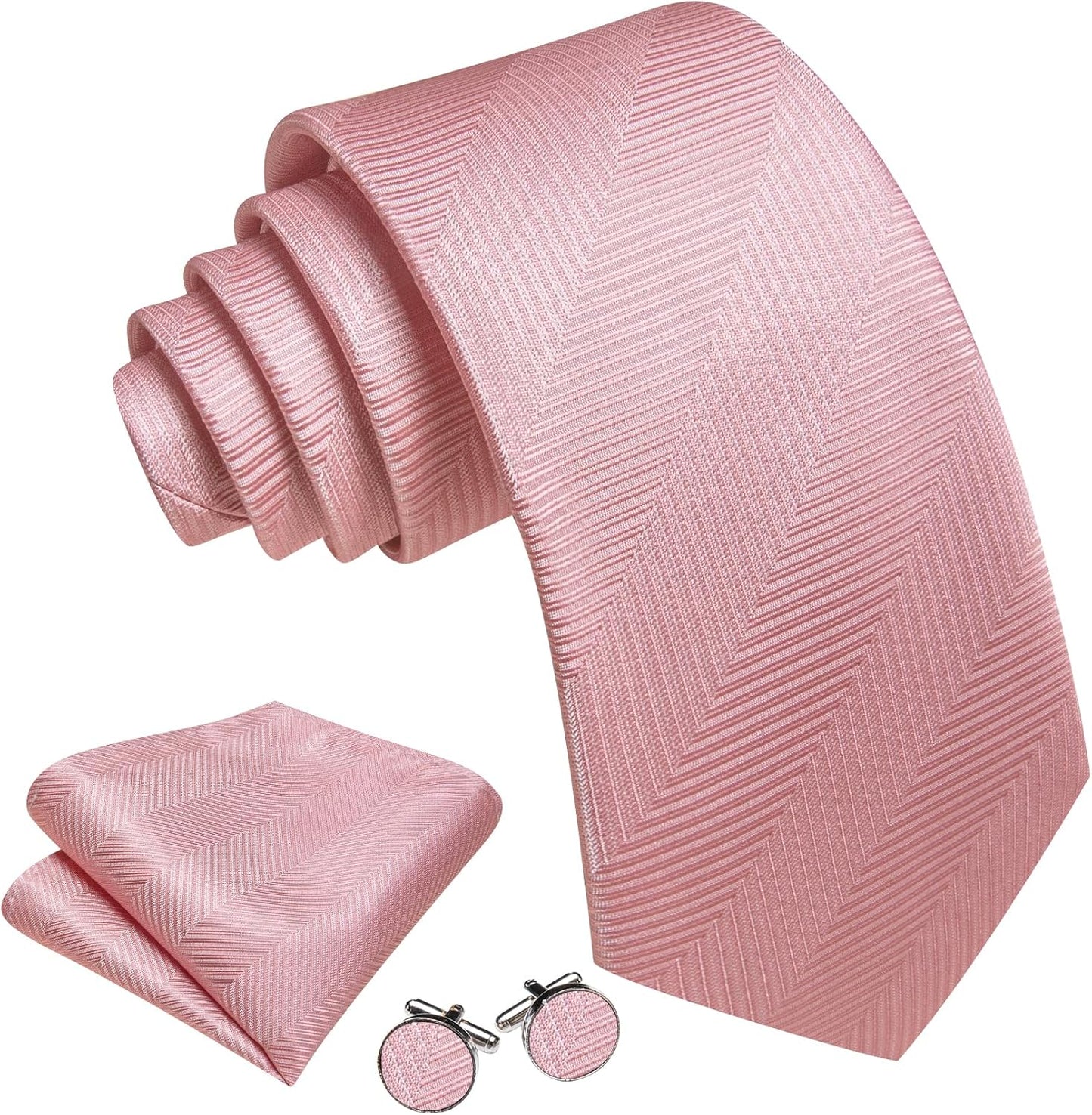 Barry.Wang Designer Classic Ties for Men Set Formal Pocket Square Cufflink Check Plaid