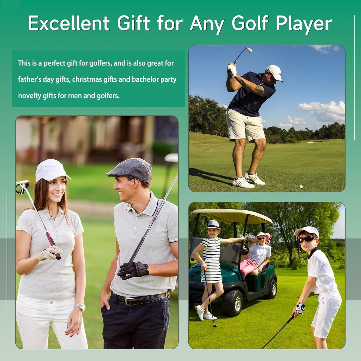 3-in-1 Golf Tee Holder for Bag, Golf Tee Carrier with 12 Tees 1 Golf Divot Repair Tool 1 Marking Pencil Keychain Golf Accessory Premium Golf Gift Set