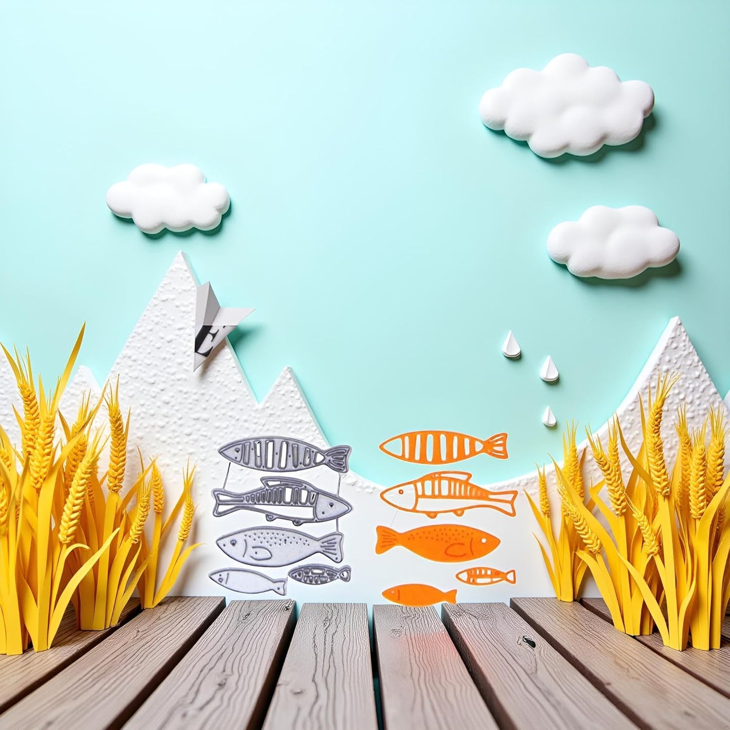 Animal Fish Metal Cutting Dies for Card Making Kit Embossing Paper Die Cuts Scrapbook Machine Stencils Storage Pockets Supplies Die-Cutting and Embossing Card Making Accessories