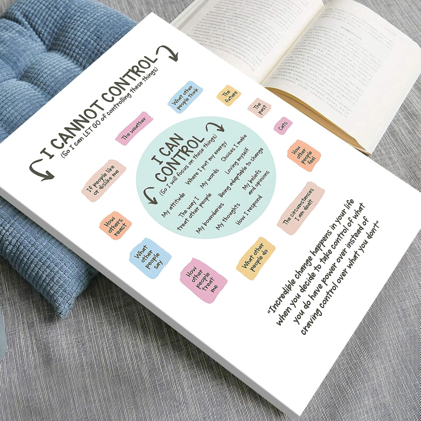 uoyien Growth Mindset Mental Health Posters I Cannot Control and I Can Control Positive Affirmations Charts Canvas Wall Art Kids Educational Prints For Calming Corner Decorations Framed 16x24in