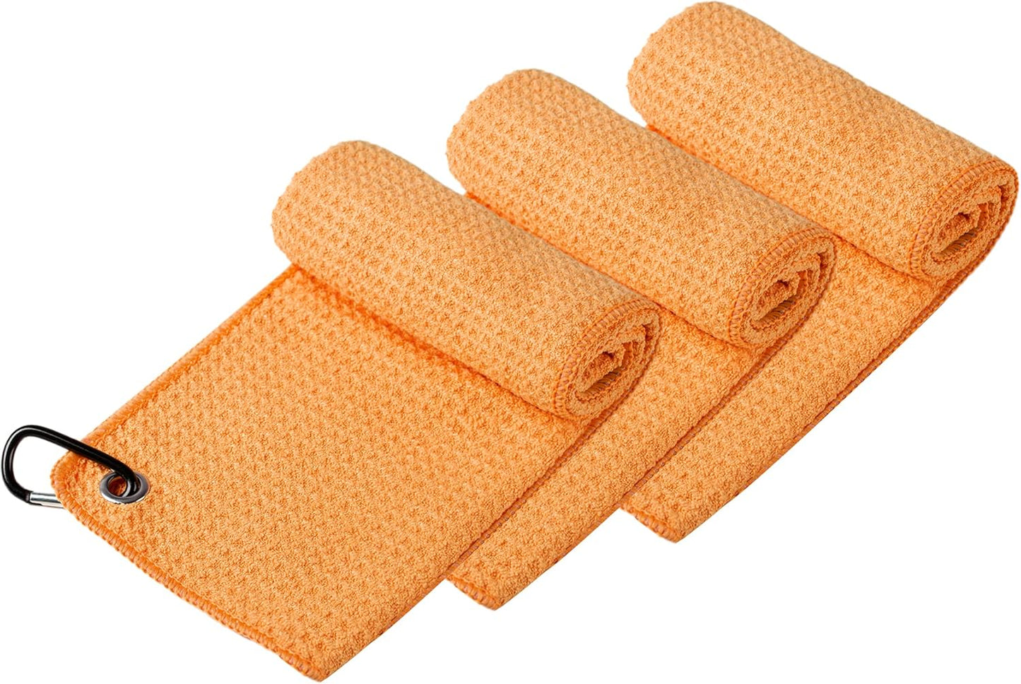 Handy Picks Microfiber Golf Towel (16" X 16") with Carabiner Clip, Waffle Pattern Golf Towel Hook and Loop Fastener - The Convenient Golf Cleaning Towel