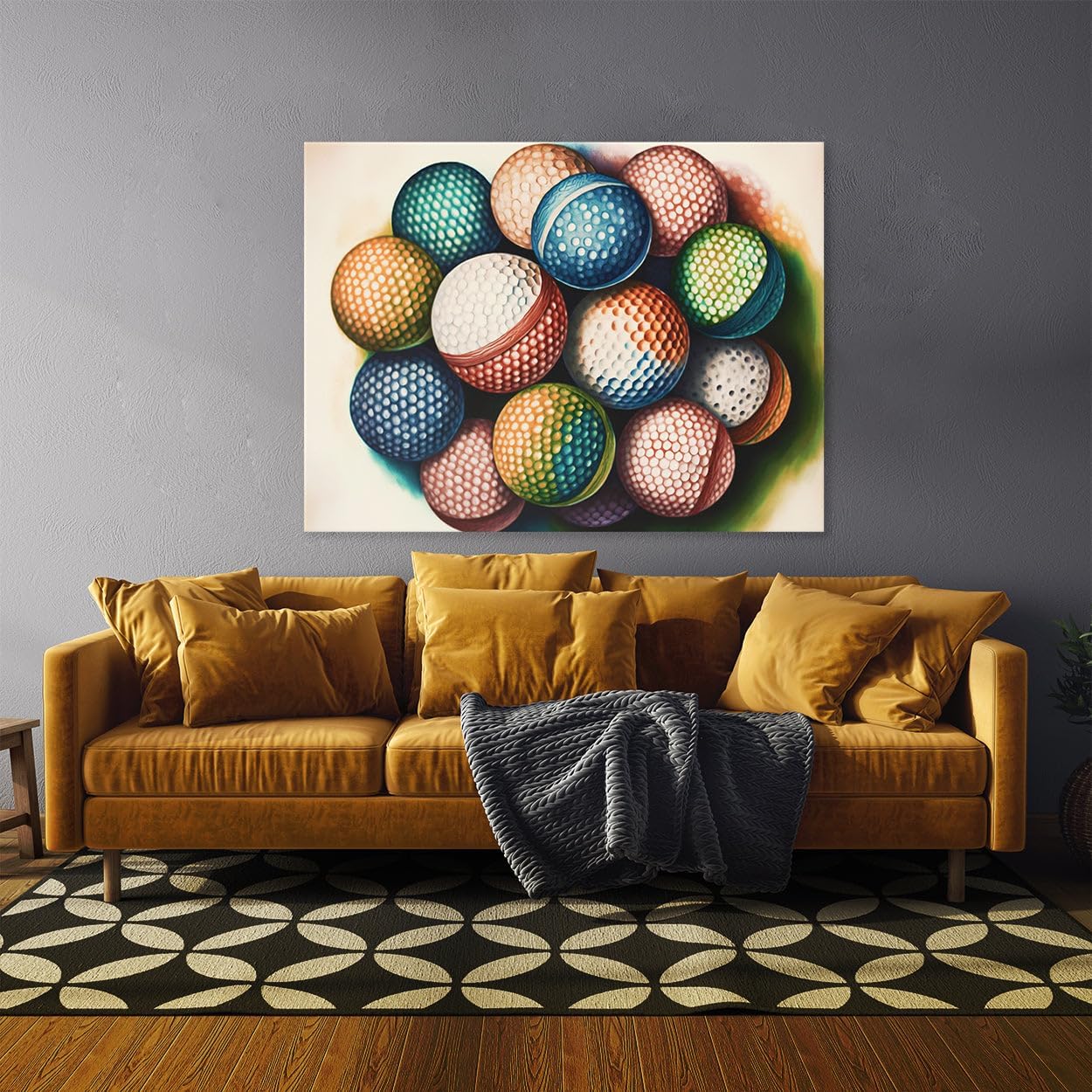 Sense Canvas Golf Ball Watercolor 29 Canvas Art - Home Decor Wall Art Print Poster Painting Small 16x12 / 1.5"