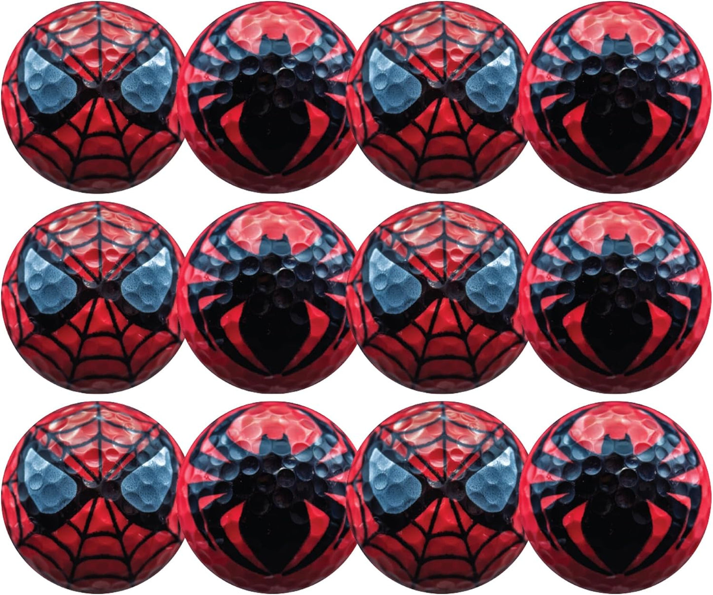 Spider Face Golf Balls – 12 Pack Red – Unique Golf Gift for Men, Dad, Grandpa – High-Performance 2-Piece