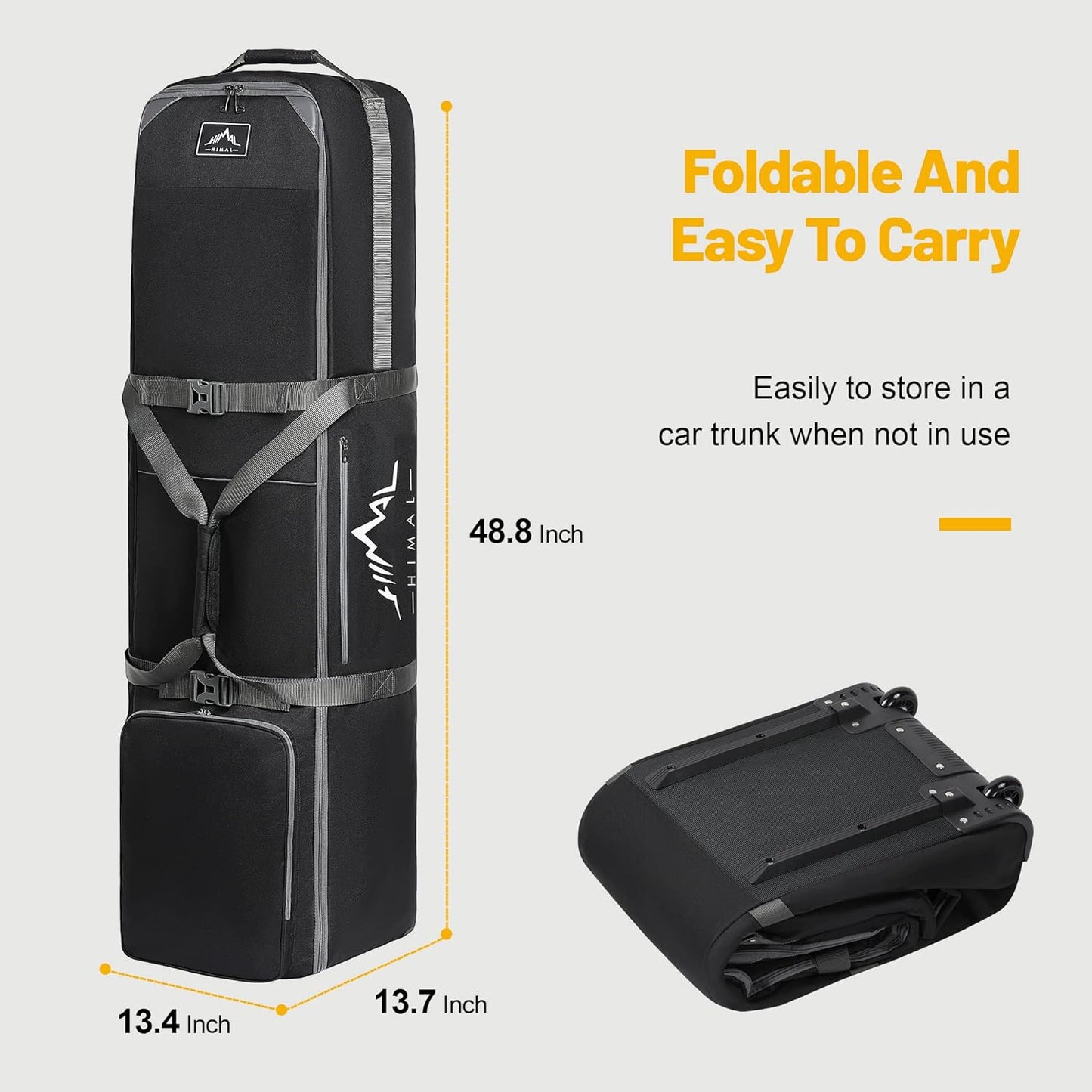 Golf Travel Bag with Wheels, 1200D Heavy Duty Oxford Fabric Golf Travel Case for Airlines