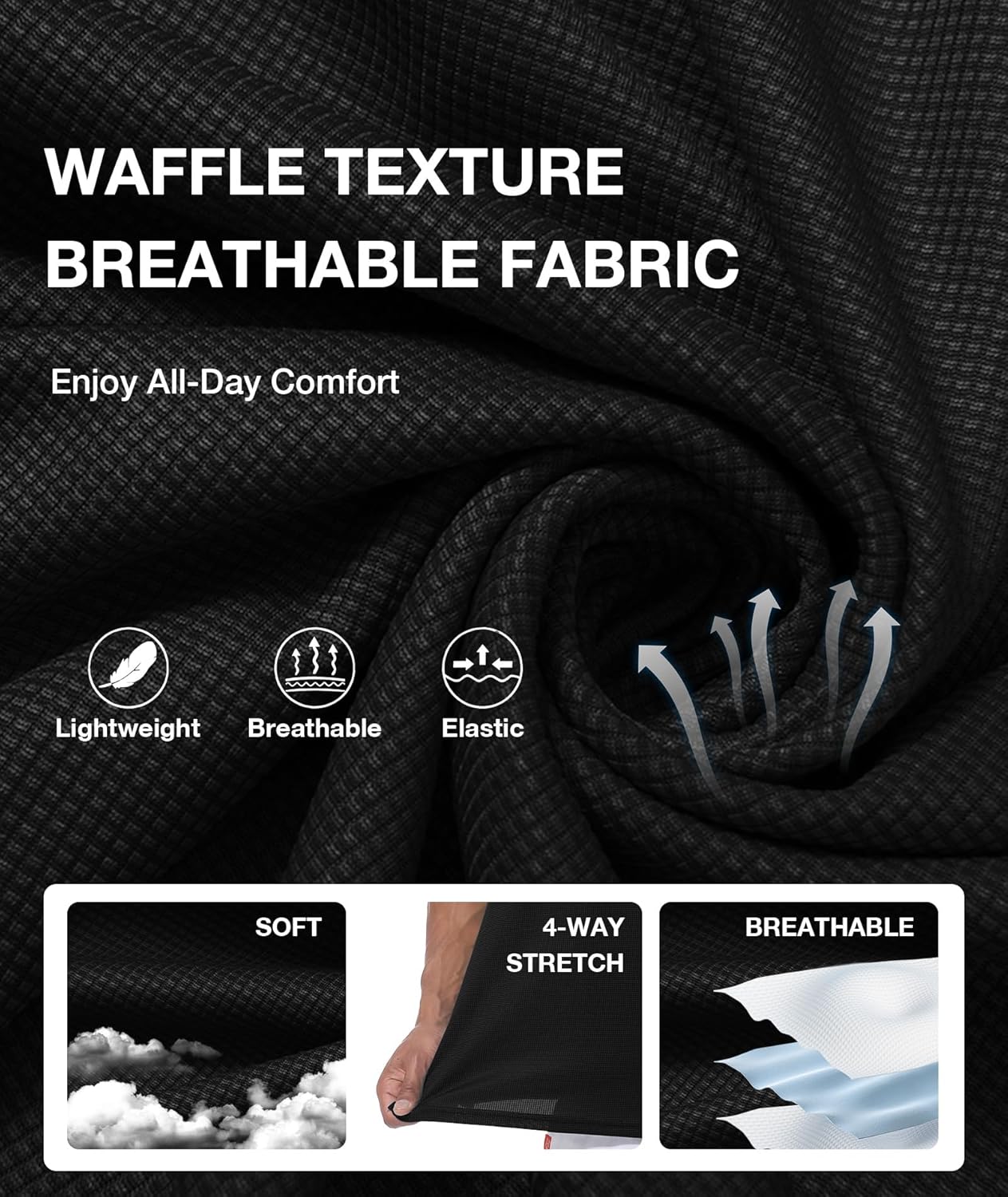 GEEK LIGHTING Mens Waffle Texture Polo Shirts Short Sleeve Casual T-Shirts Moisture Wicking Collared Golf Shirt with Pocket