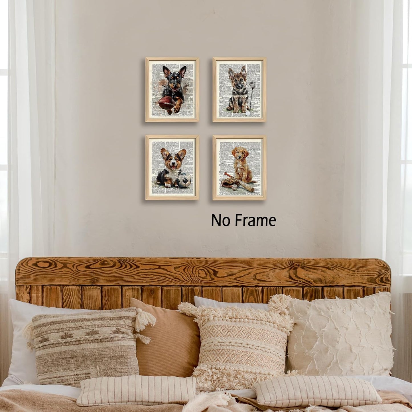 KSDUT Vintage Dog Sports Wall Decor Art Set of 4 - Retro Puppy Artwork Poster Prints Boys Room Wall Decor Kids Gifts Wall Art for Nursery Sports Room Dorm Decorations - 8"x10" Unframed