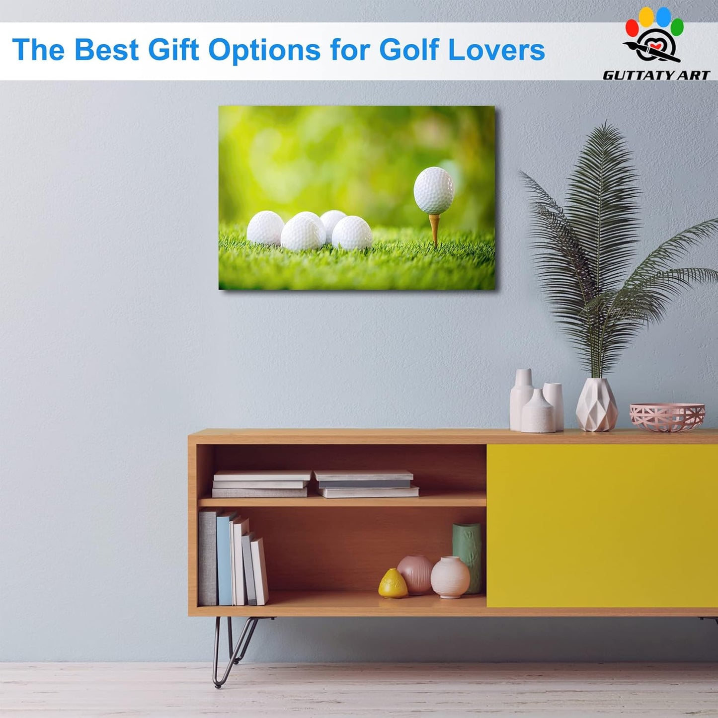Canvas Wall Art, Golf Wall Art Painting Prints for Living Room Wall Decor, Golf Balls Close Up Detail Poster Picture for Bedroom Decor, Framed Artwork for Office Home Decoration 24x36 Inches