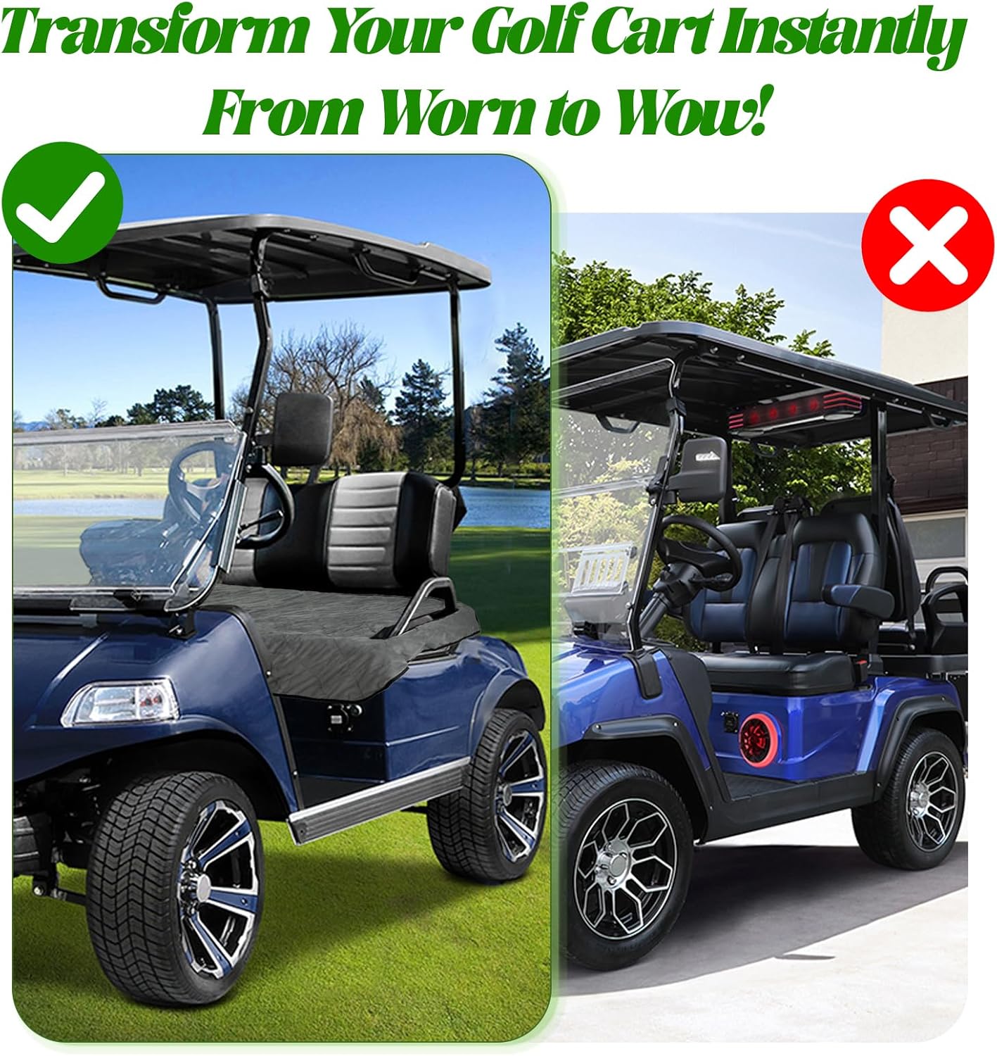 Golf Cart Seat Covers Compatible with Evolution, Durable Golf Cart Seat Towel Cover Blanket for All Weather, Keep Seat Comfortable and Clean, Easy to Install, Grey