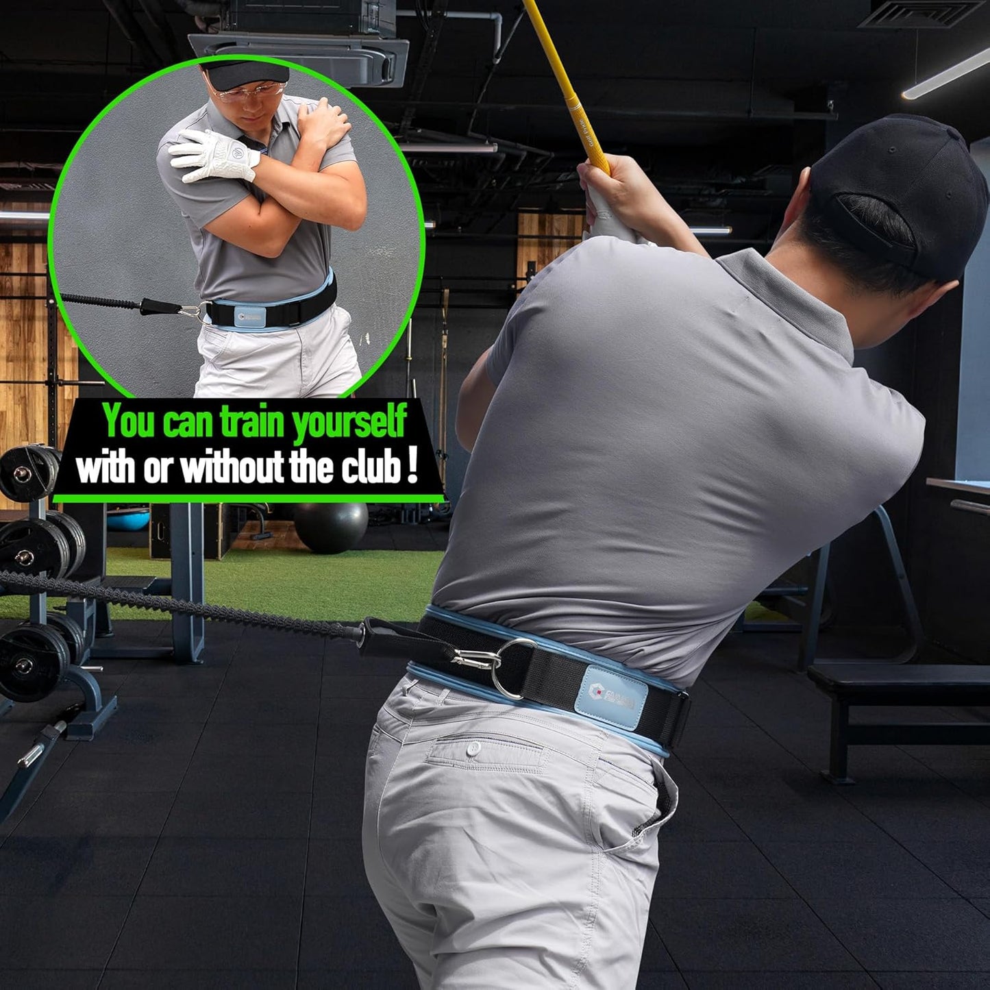 GAIARENA Golf Core Strength Trainer Swing Power Training Equipment, Golfing Exercise Resistance Bands Indoor Golf Fitness Equipment to Improve Speed Strength Flexibility Rotation Swing Posture