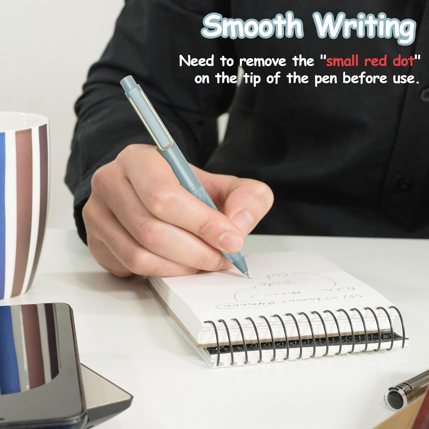 Gel Pens Black Ink Fine Point 0.5mm Retractable Cute Pen for Smooth Writing School Office Supplies (Gold 12-count)