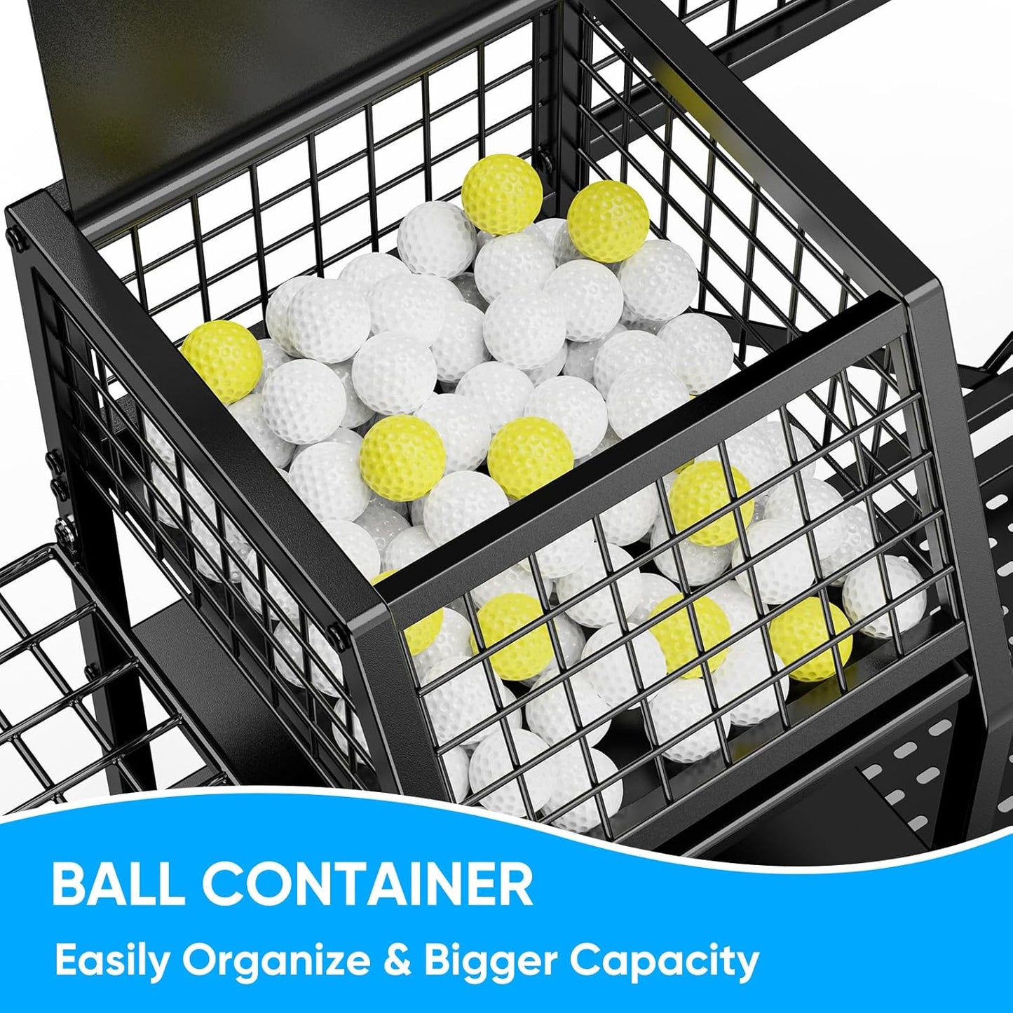 43.3“W Golf Bag Organizer with Wheels, Holds 2 Bags & 27 Clubs, Heavy Duty Thick Frame Garage Storage Rack Cart, High Load Capacity Golf Accessories Stand Holder, Ideal for Garage, Club, Shed