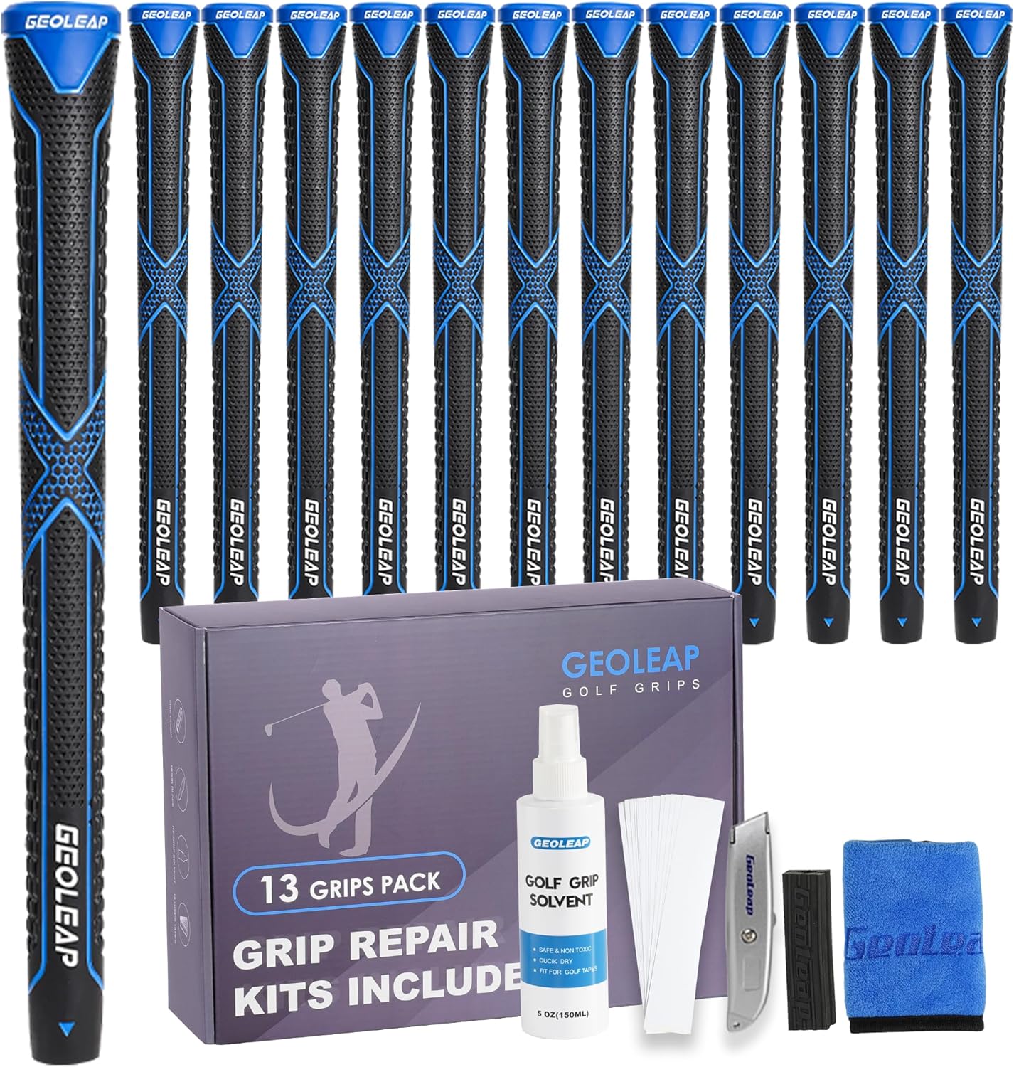 Geoleap Golf Grips 13 Pack,Non-slip and High Shock-absorbing Golf Club Grips ,Choose between 13 Grips with 15 Tapes and Full Kits.