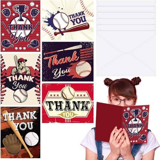 6 Pack Jumbo Thank You Card for Coach with Envelopes 8.5x11 Inch Thank You Cards Gifts from the Team Group Sports Themed Greeting Cards for Teacher Appreciation Gift(Baseball)