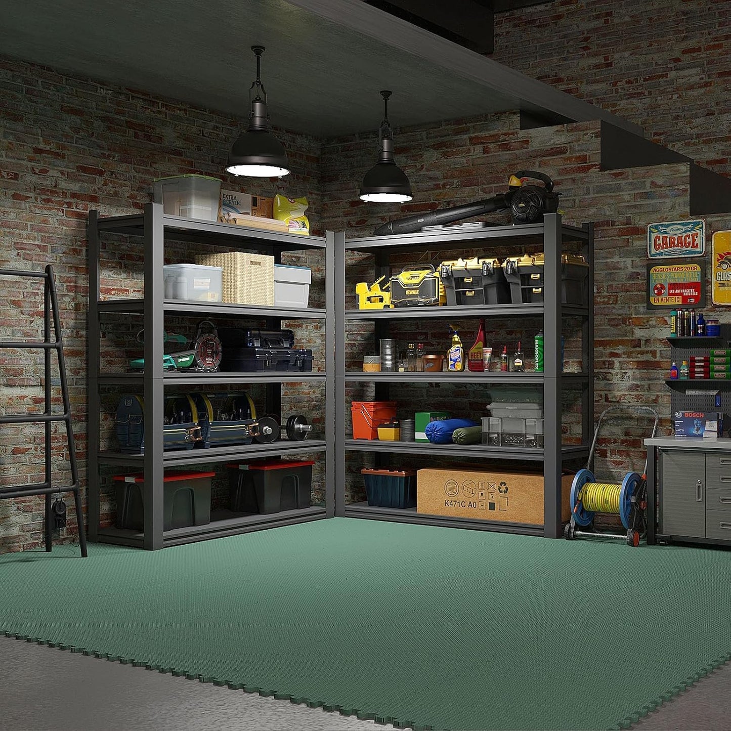 Home Gym Mat, Puzzle Exercise Mat, EVA Interlocking Foam Floor Tiles for Home Workout Equipment and Kids' Play Areas -, 24 in x 24 in x ½ in, Green 36 Tiles