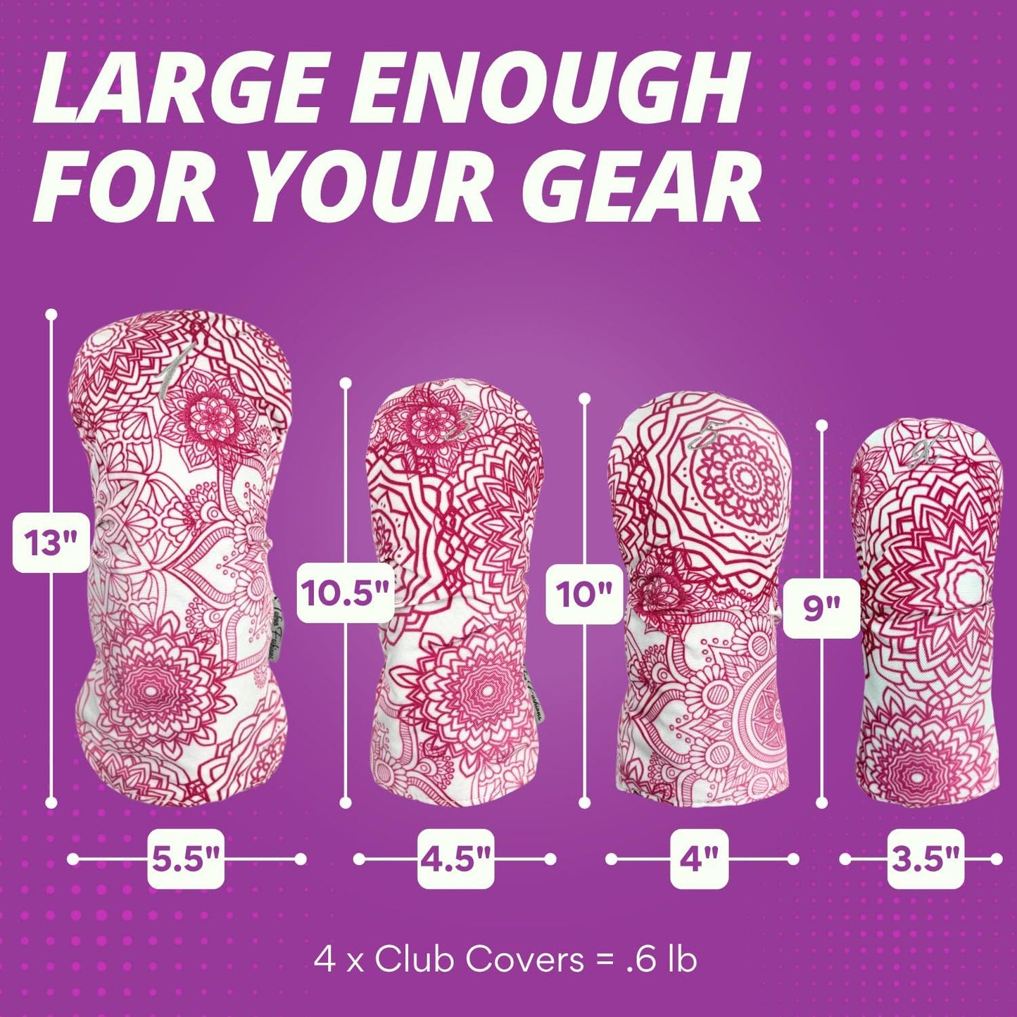 Taboo Fashions Resort Collection Golf Club Covers for Women - Numbered Golf Headcovers Set for Driver, Fairway and Hybrid Clubs - Weather Resistant, Pack of 4