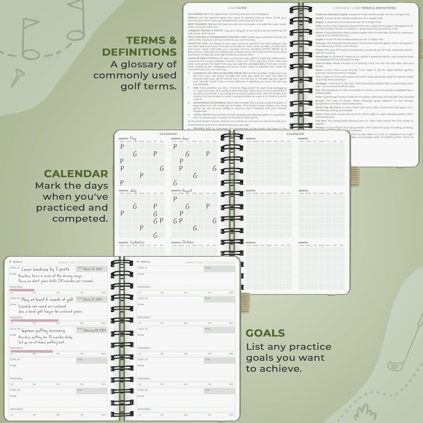 Clever Fox Golf Log Book – Small Training & Scorecard Journal – Pocket Notebook – Golf Practice Accessories & Gifts Ideas for Men (Cypress)