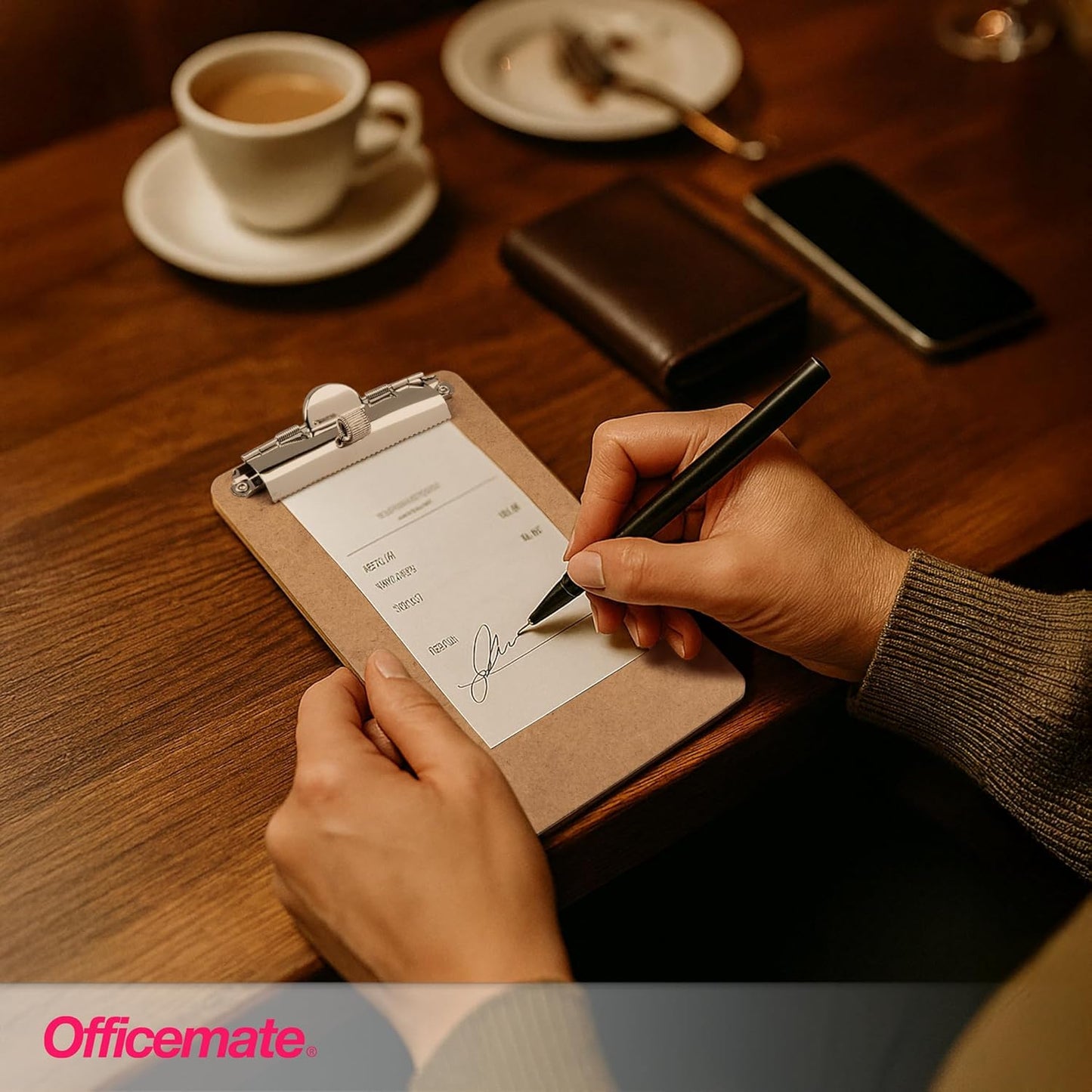 Officemate 5" x 9" Clipboard for Receipts, Low Profile Metal Clip & Pen Holder on Side, Memo Size for Restaurants, Hotels, Food Trucks, Bars, Schools, and Other Venues, 12 Clipboards (83158)