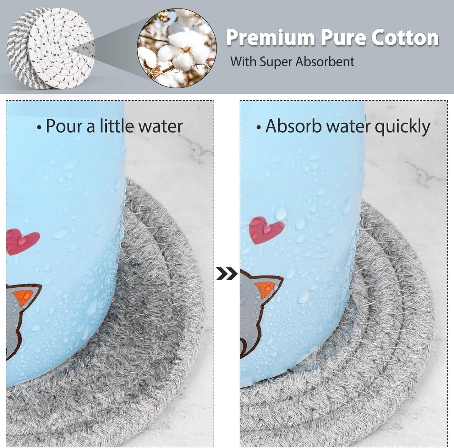 Mckanti 10 Style Drink Coasters with Holder, Absorbent Coasters for Coffee Table, Minimalist Cotton Woven Coaster Set for Home Decor Tabletop Protection Suitable for Kinds of Cups, 4.3 Inches.