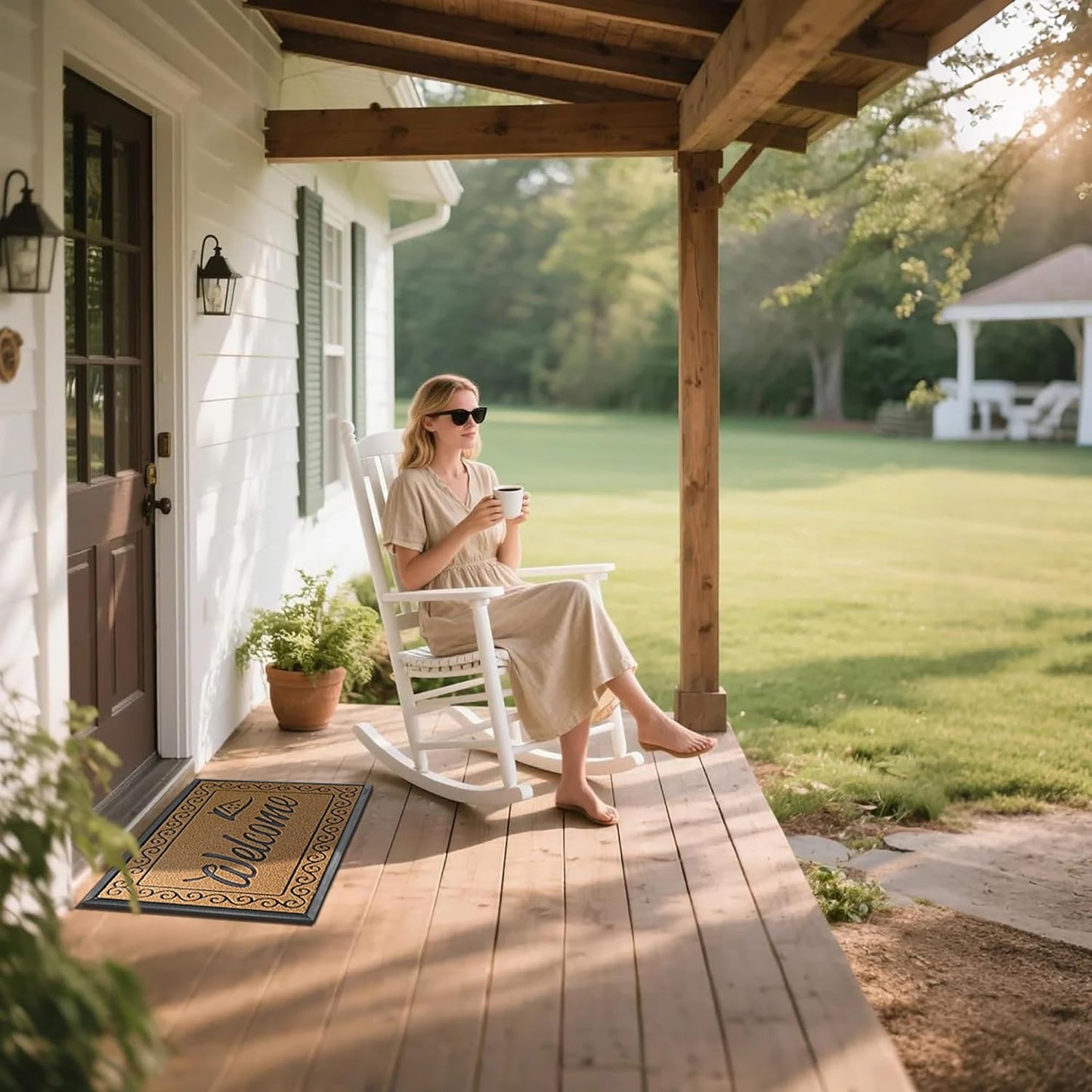 Yimobra Welcome Front Door Mat, Heavy Duty Easy Clean Doormat Indoor Outdoor, Waterproof Quick Dry Floor Mat for Home, Garage, Hign Traffic Areas, Non Slip, Low Profile, 29.5X17 Inches, Yellow