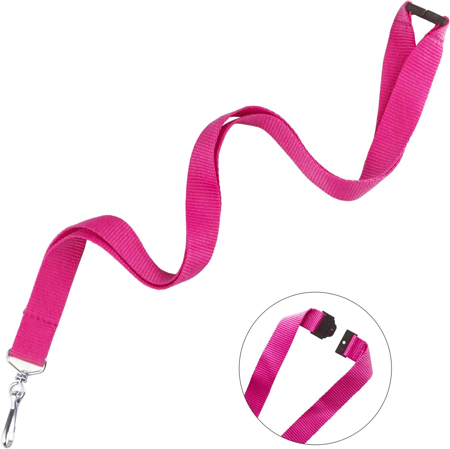 12 Pack Breakaway Lanyards, Durable Neck Straps for Schools, Office, Cruise, Rose Red