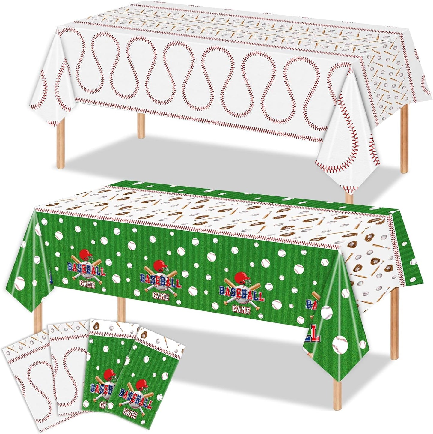 4 Pcs Baseball Tablecloths, Rectangular Baseball Pattern Table Cloth Disposable Party Decorations Table Covers for Boys Sports Event Birthday Party Supplies, 54x108 Inch