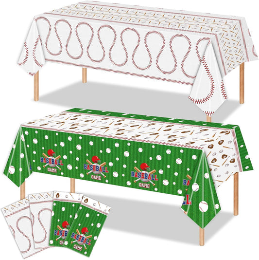 4 Pcs Baseball Tablecloths, Rectangular Baseball Pattern Table Cloth Disposable Party Decorations Table Covers for Boys Sports Event Birthday Party Supplies, 54x108 Inch