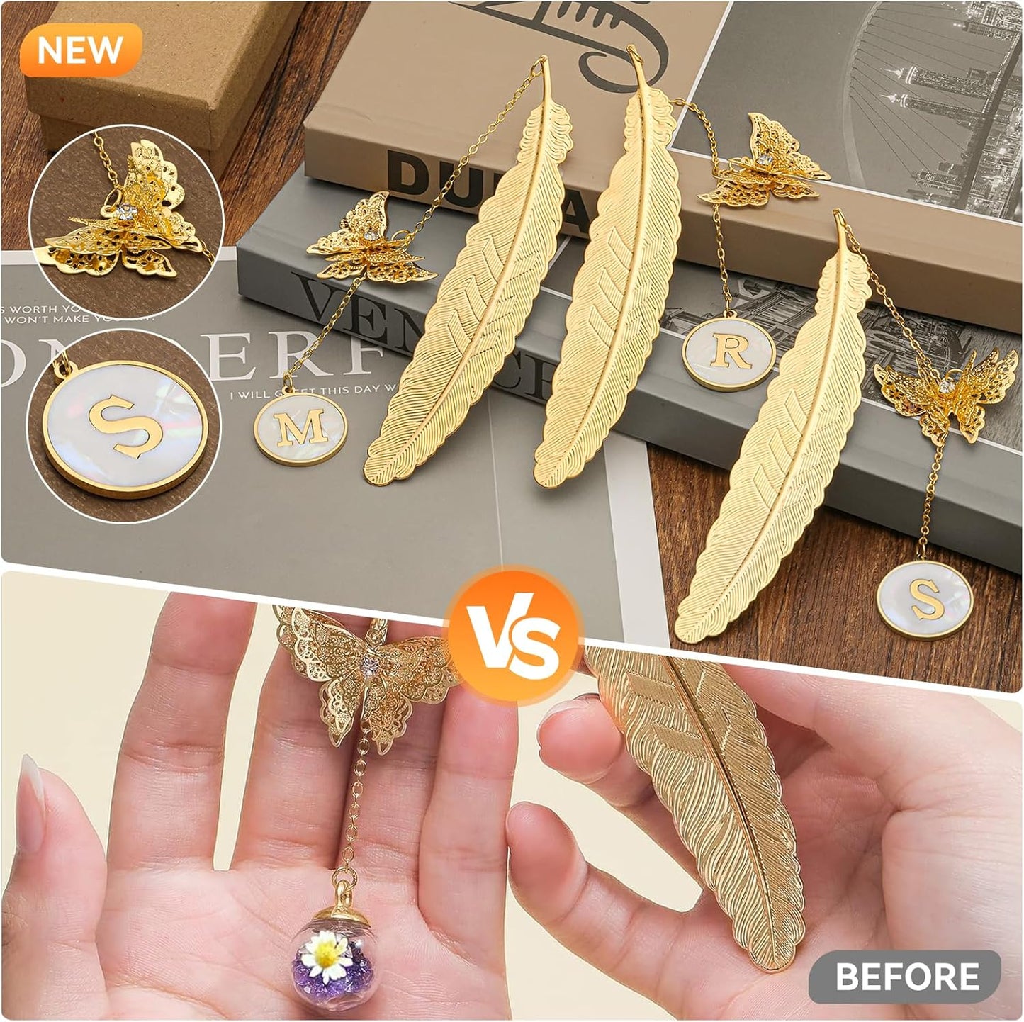 Personalized Initial Metal Butterfly Feather Bookmark for Women Girls Readers Book Lover Birthday Gifts for Women Her Teacher Girlfriend Wife Mom Sister Friend Daughter(P)