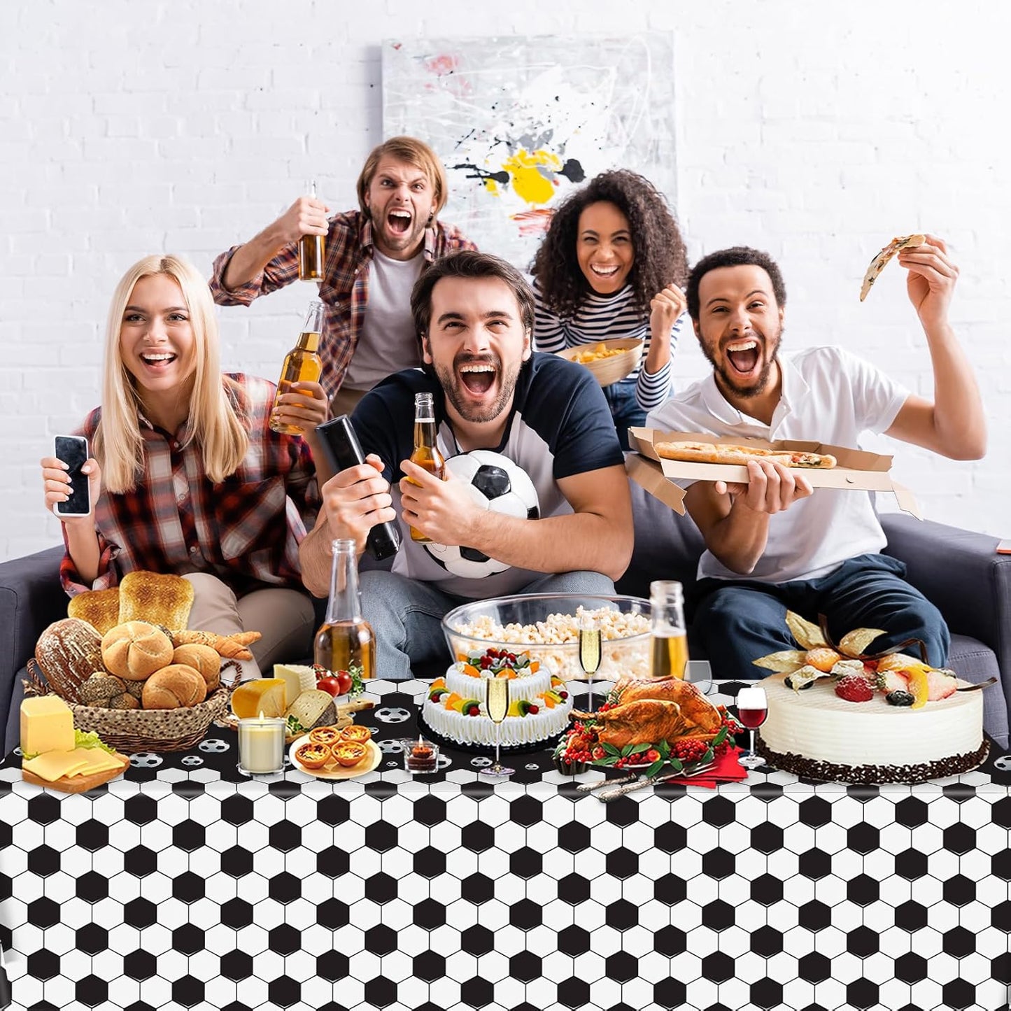 4PCS Soccer Party Tablecloths,Disposable Plastic Tablecloths - Soccer Party Decorations for Sports Theme Birthday， 54 x 108 Inch