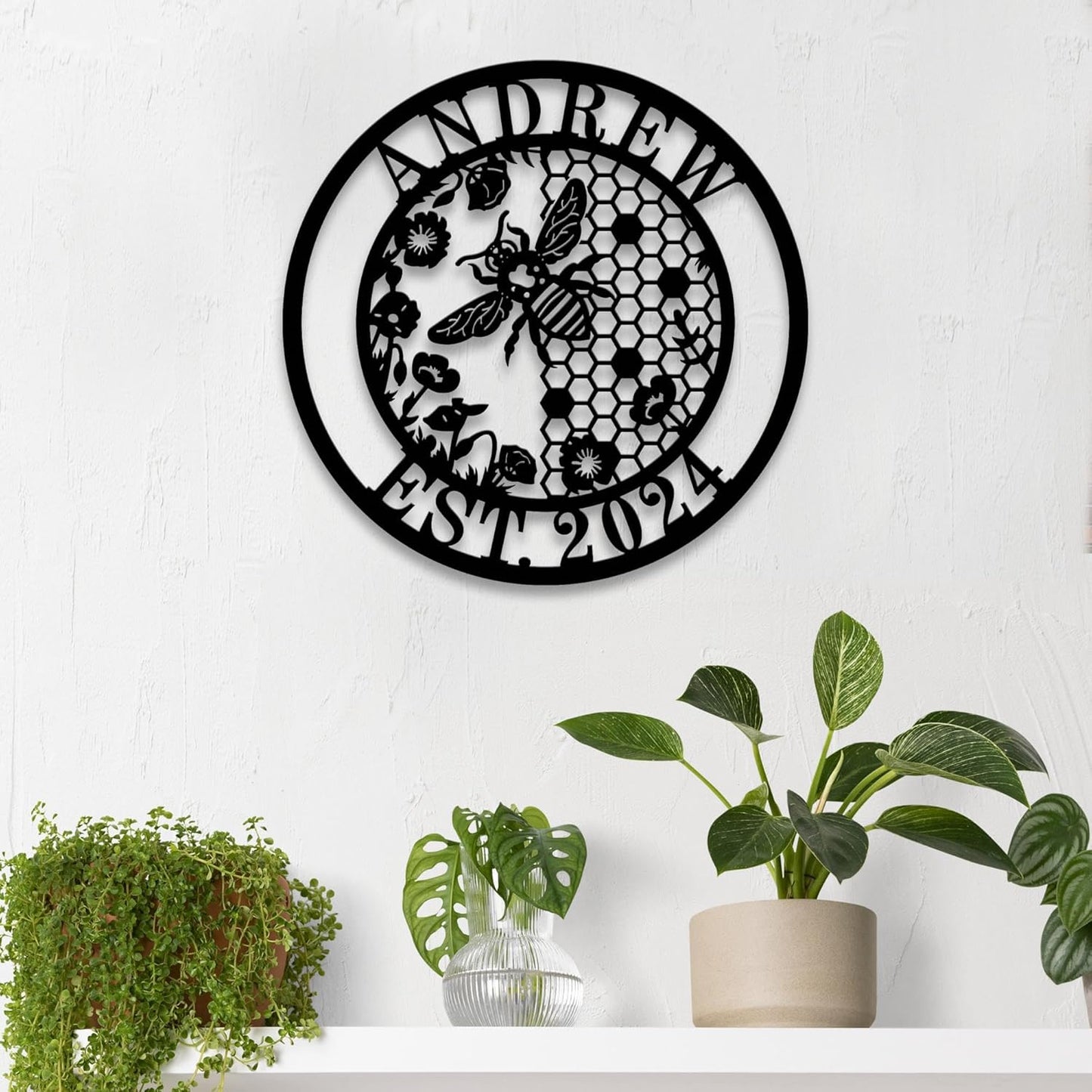 Personalized Honey Bee Metal Wall Art Custom Outdoor Garden Sign Name Bee Farm Decor Gift for Gardener or Bee Keeper Custom Honey Farm Sign