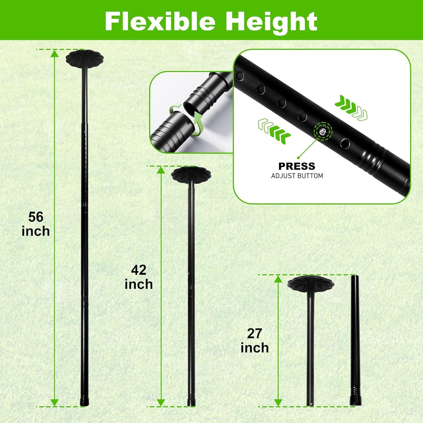 Golf Travel Bag Support Pole – Adjustable 27"–56" Telescopic Alloy Steel Support Rod with Protective Cap for Golf Club Travel Protection