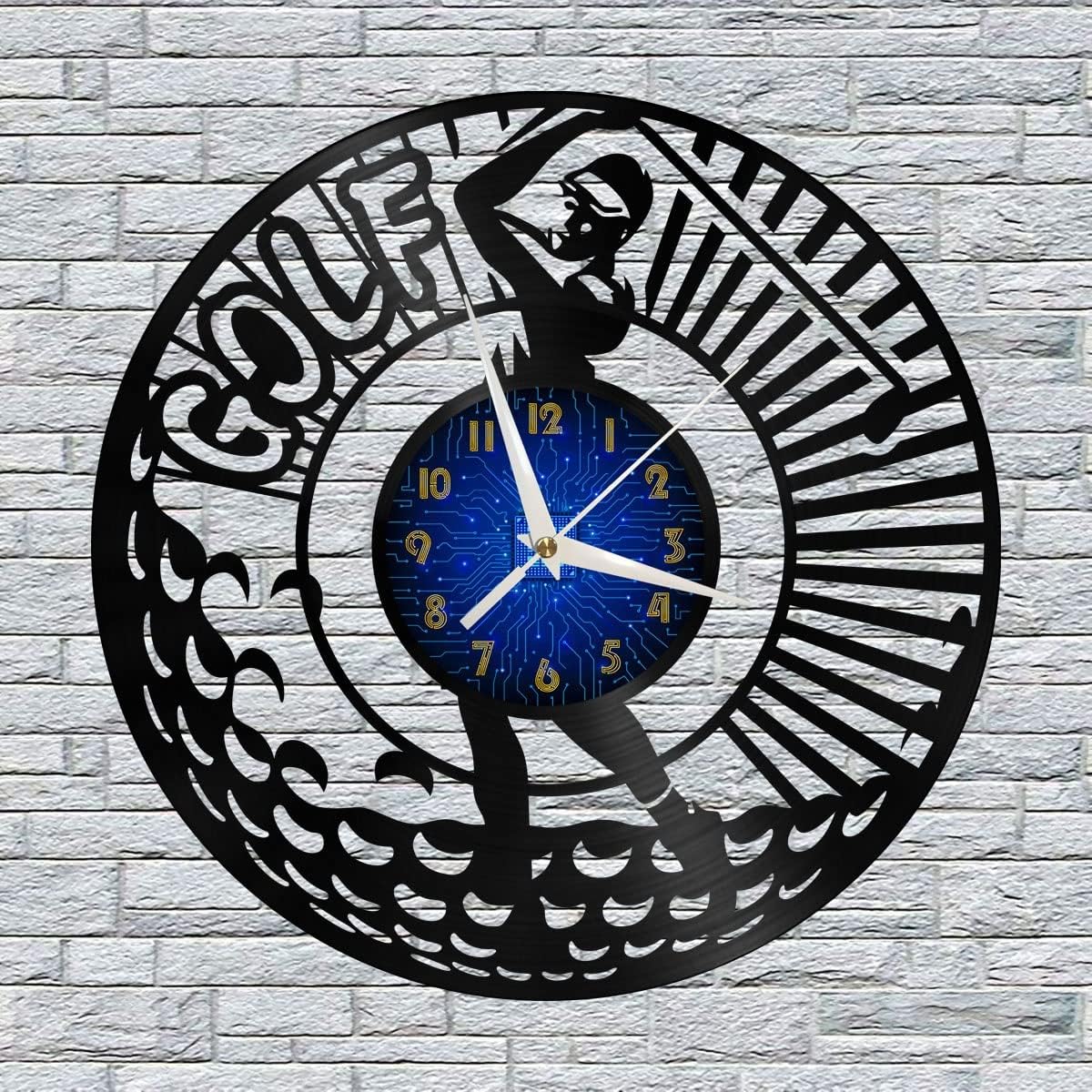 Golf Club 3 12 Inch Vinyl Record Wall Clock - Silent, Creative, and Unique Clock for Living Room, Entryway, or Bedroom Decor Idea(12 inchs B Without LED)