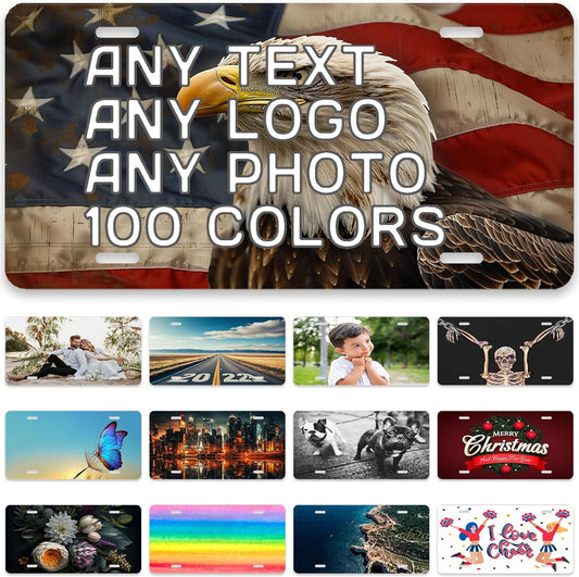 Custom Plate,12x6 Inches Vanity Plate,Thick Rust-Free,Custom Car Tags with Custom Image and Text Design for Wall Art | Gift for Him