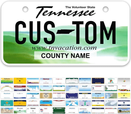 Mini License Plates, Personalized License Plates, Custom for Car, Bikes, ATV, Kids Car, Golf Cart, Jeep, 2x4 Inch, Rust-Free Fade Resistant Aluminum, USA Made by My Sign Center (Tennessee)