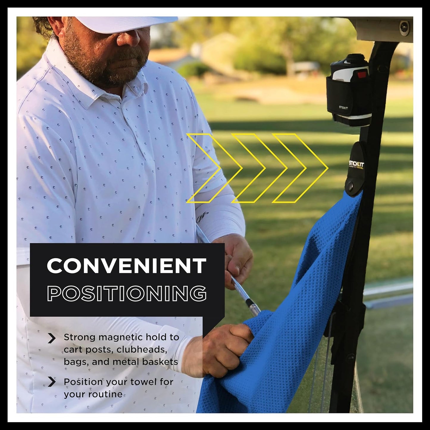 STICKIT Magnetic Golf Towel, Royal Blue, Premium 29" Microfiber with Deep Waffle Pockets, Industrial Strength Magnet Holds Secure to Golf Carts & Clubs, Ultra-Absorbent, Fast-Drying, Easy-Clean Design