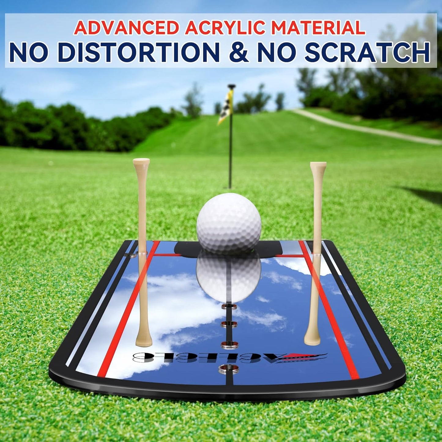 prowithlin Golf Putting Mirror Training Aid - 12'L x 6'W Acrylic with Putter Line Mirrored, Putting Trainer for Golfer Align Eyes, Body, Putter Face, Golf Training Aid Equipment