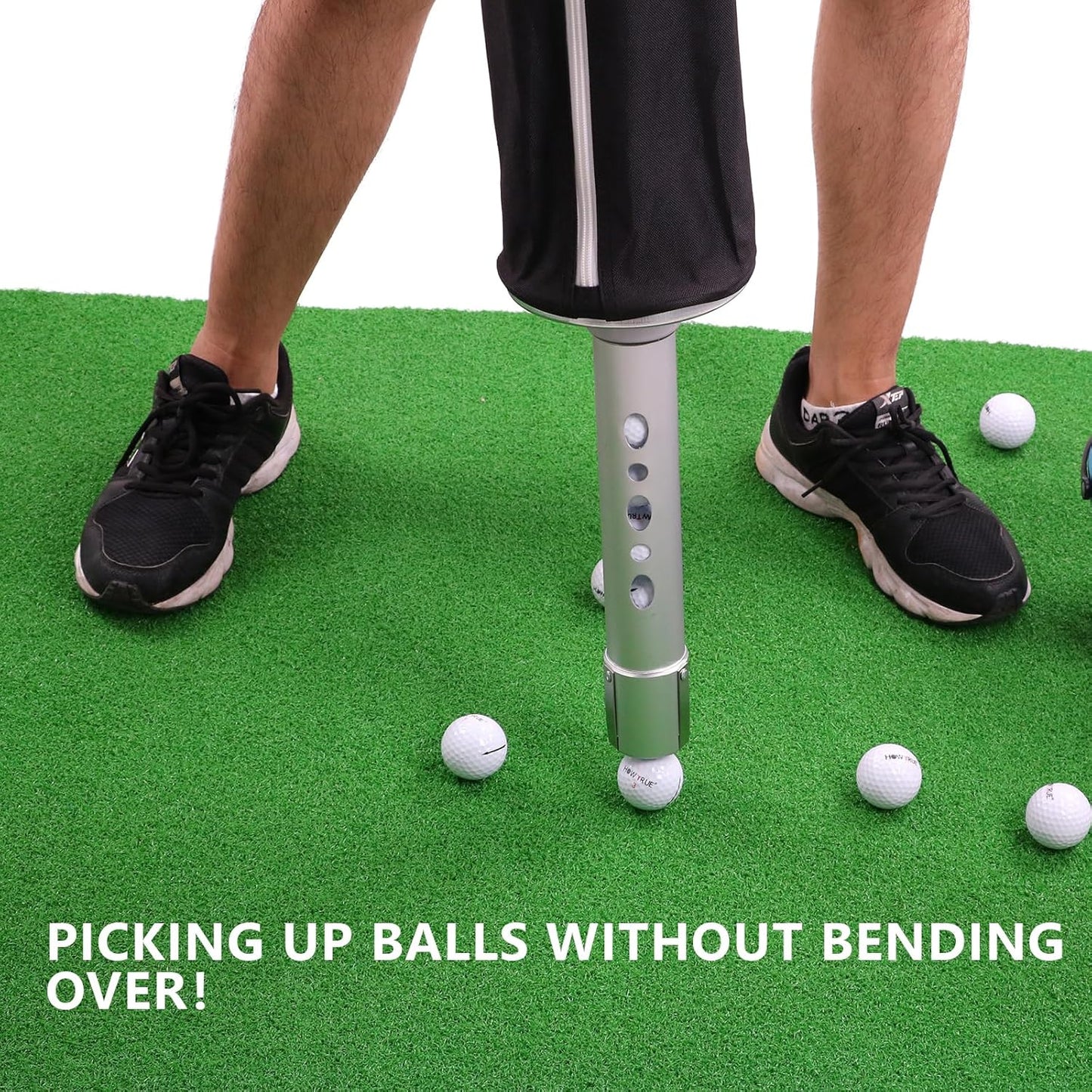 HOW TRUE Shag Bag for Golf Balls, Golf Ball Retriever with Detachable Aluminum Alloy Tube, Golf Shag Bags, Hold up to 70 Balls