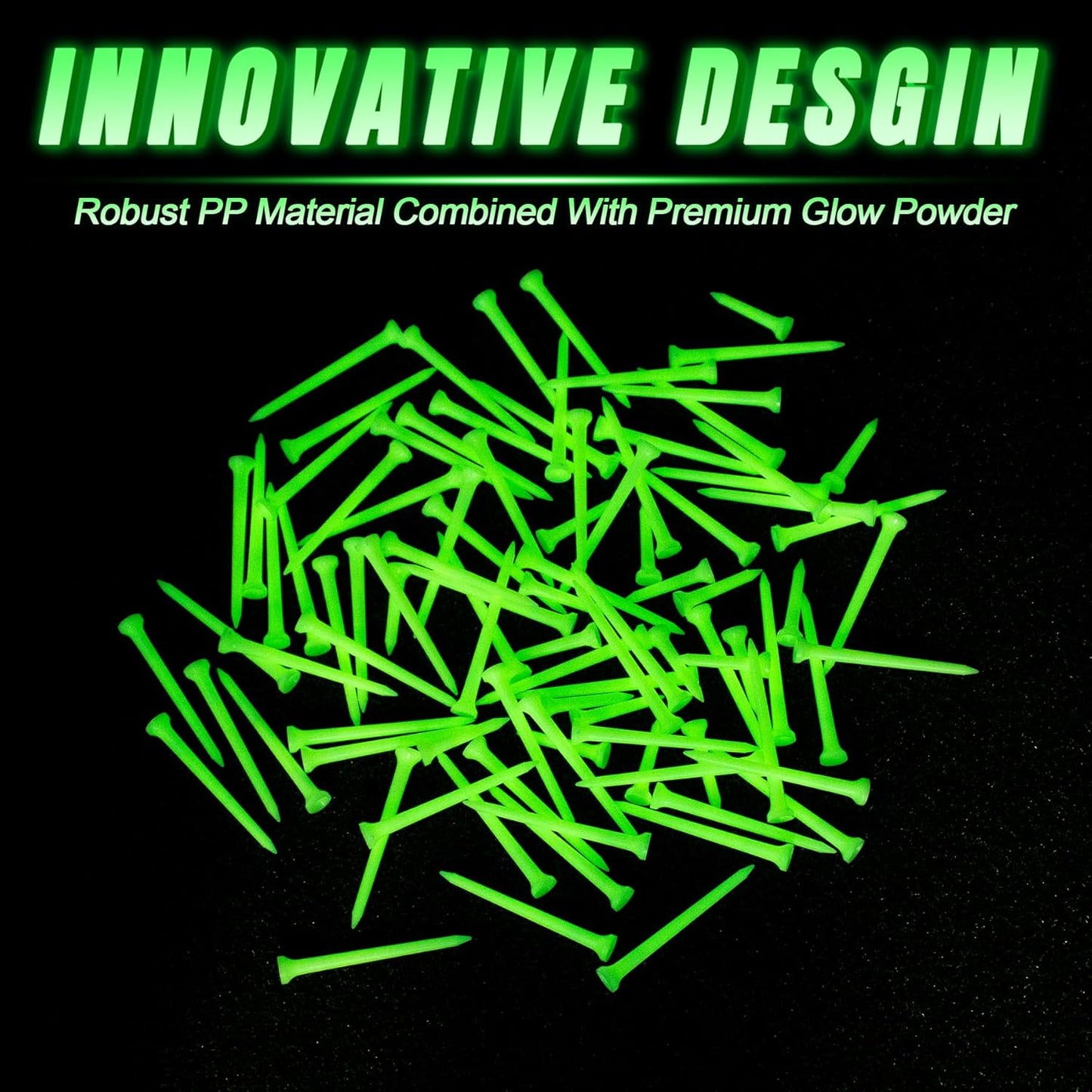 KINGTOP Glow-in-The-Dark Golf Tees, Fluorescent Green Light Up Golf Tee, Long-Lasting Illumination Perfect for Night Golf