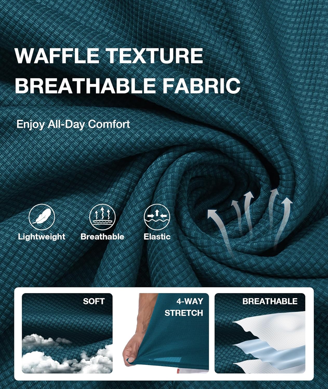 GEEK LIGHTING Mens Waffle Texture Polo Shirts Short Sleeve Casual T-Shirts Moisture Wicking Collared Golf Shirt with Pocket