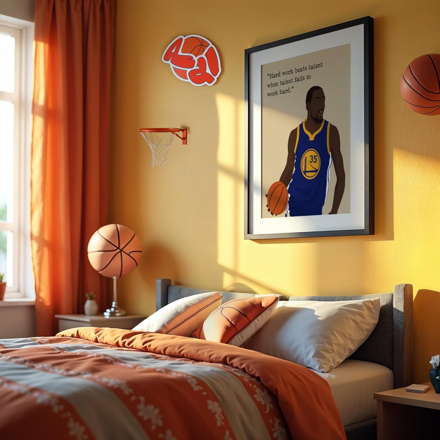 LOLUIS Motivational Basketball Superstar Hand-Drawn Artwork Sport Quote Wall Art Decorations (Unframed 16"x20", Basketball Player 4)